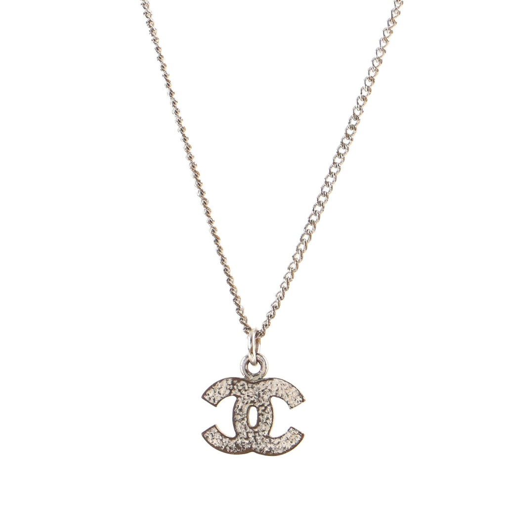CC Long Pendant Necklace Crystal Embellished Metal