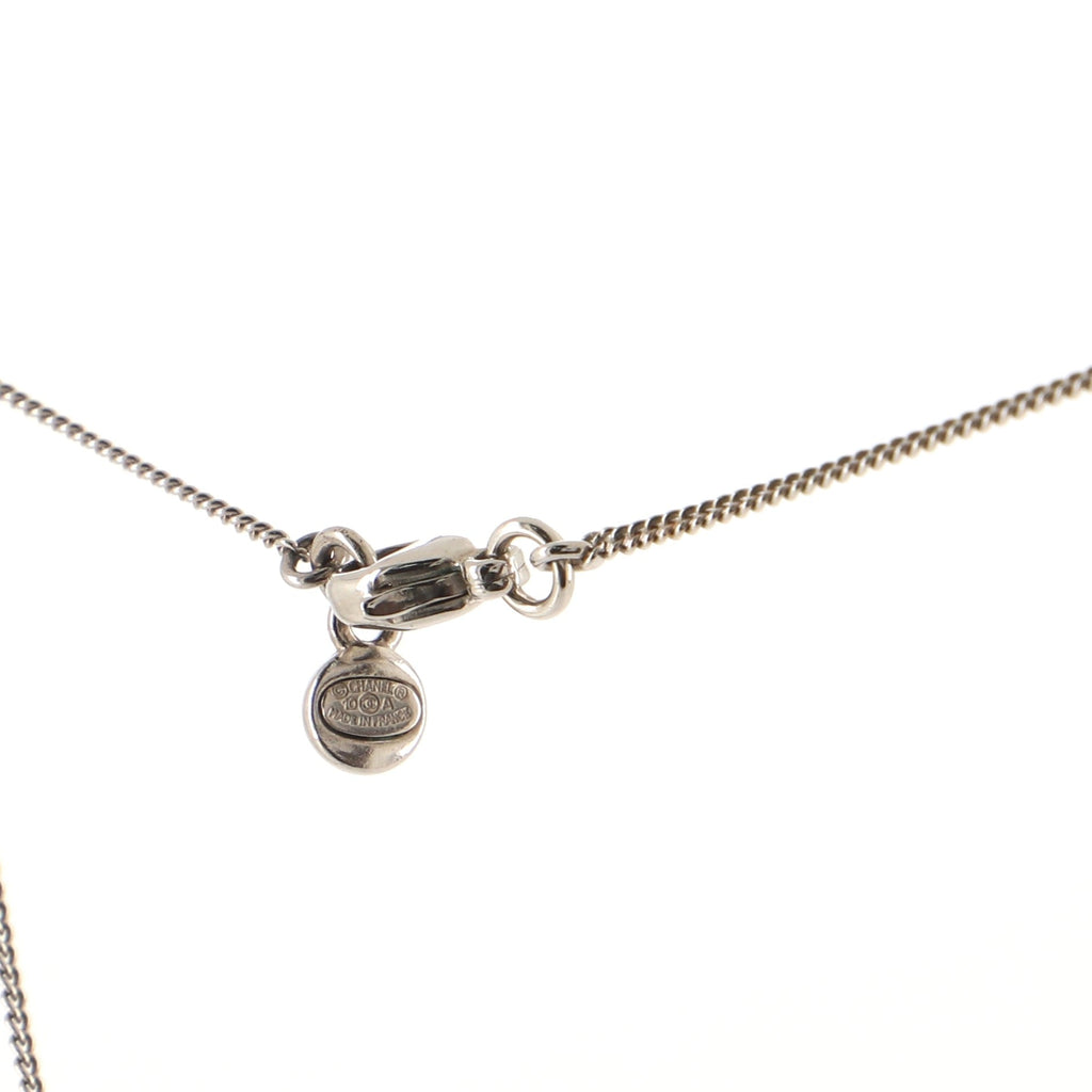 Camellia Pendant Necklace Rhinestones and Metal Small