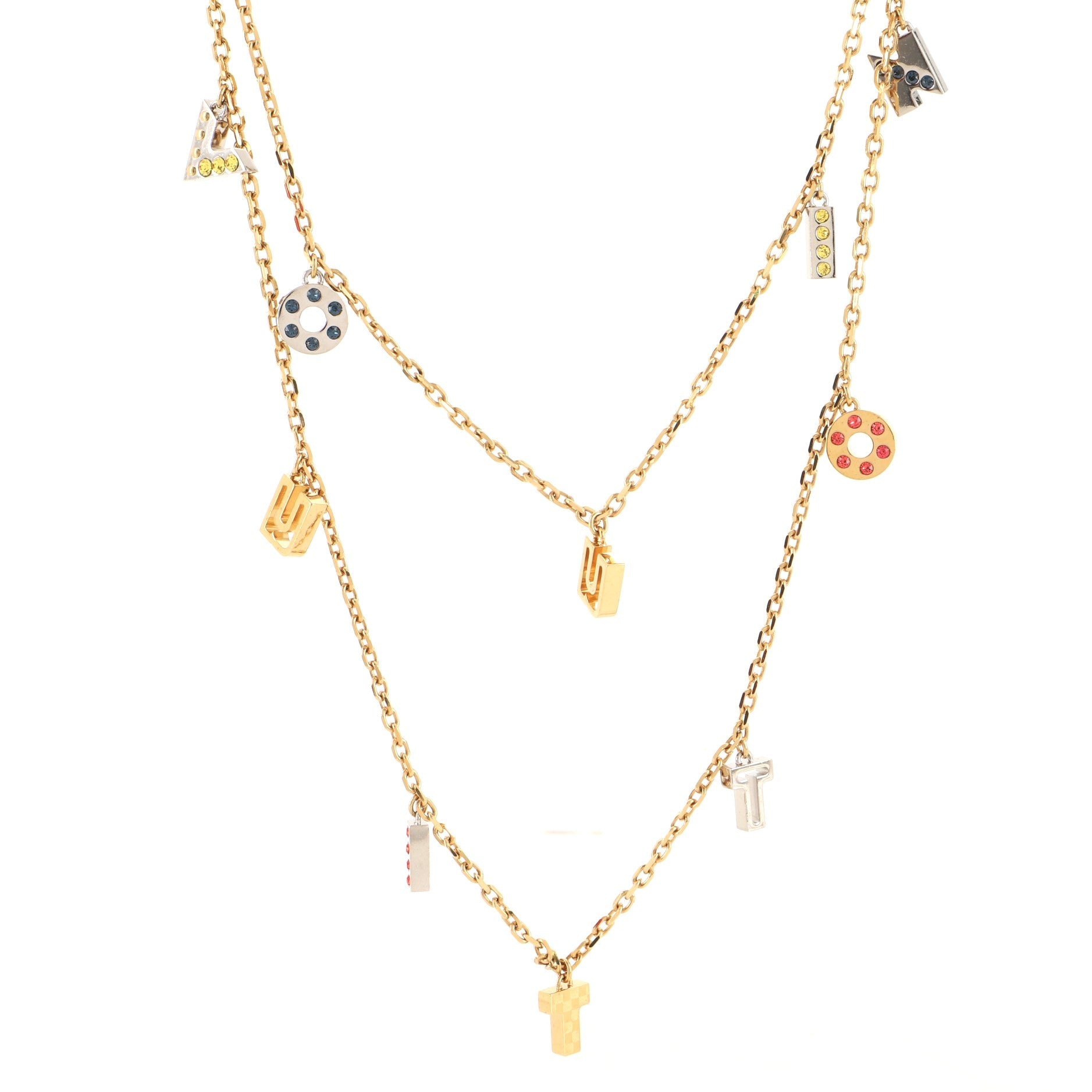 Love Letters Pendant Long Necklace Metal with Crystal
