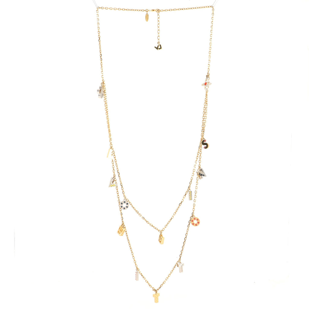 Love Letters Pendant Long Necklace Metal with Crystal