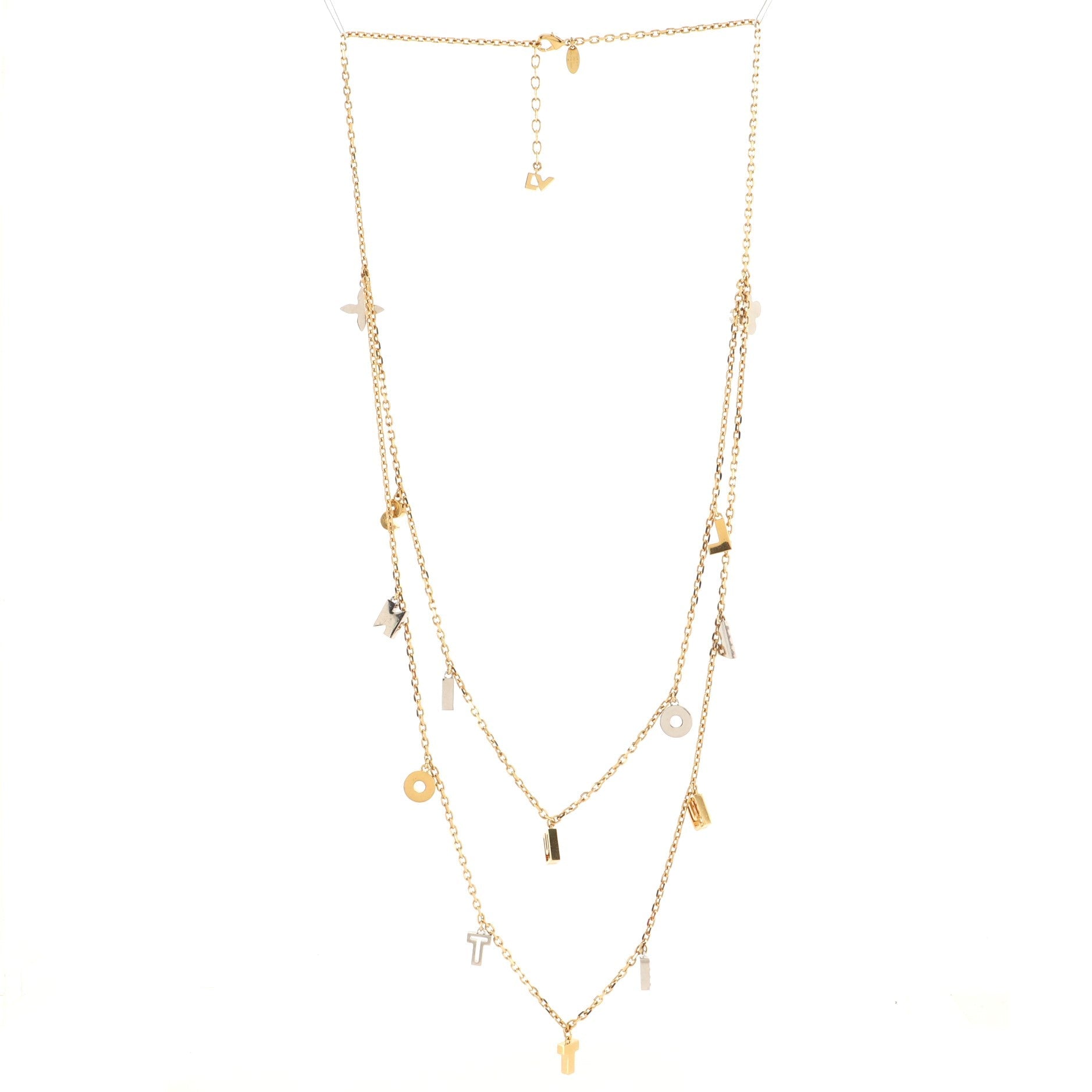 Love Letters Pendant Long Necklace Metal with Crystal