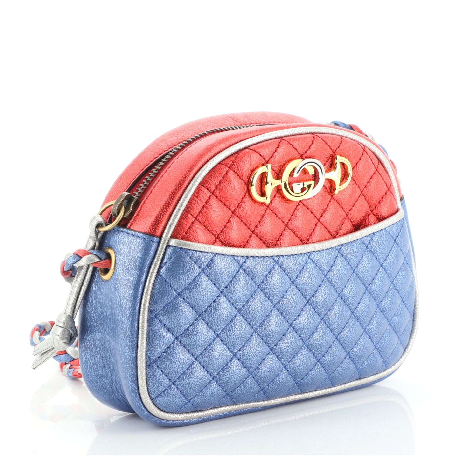Trapuntata Camera Shoulder Bag Quilted Laminated Leather Mini