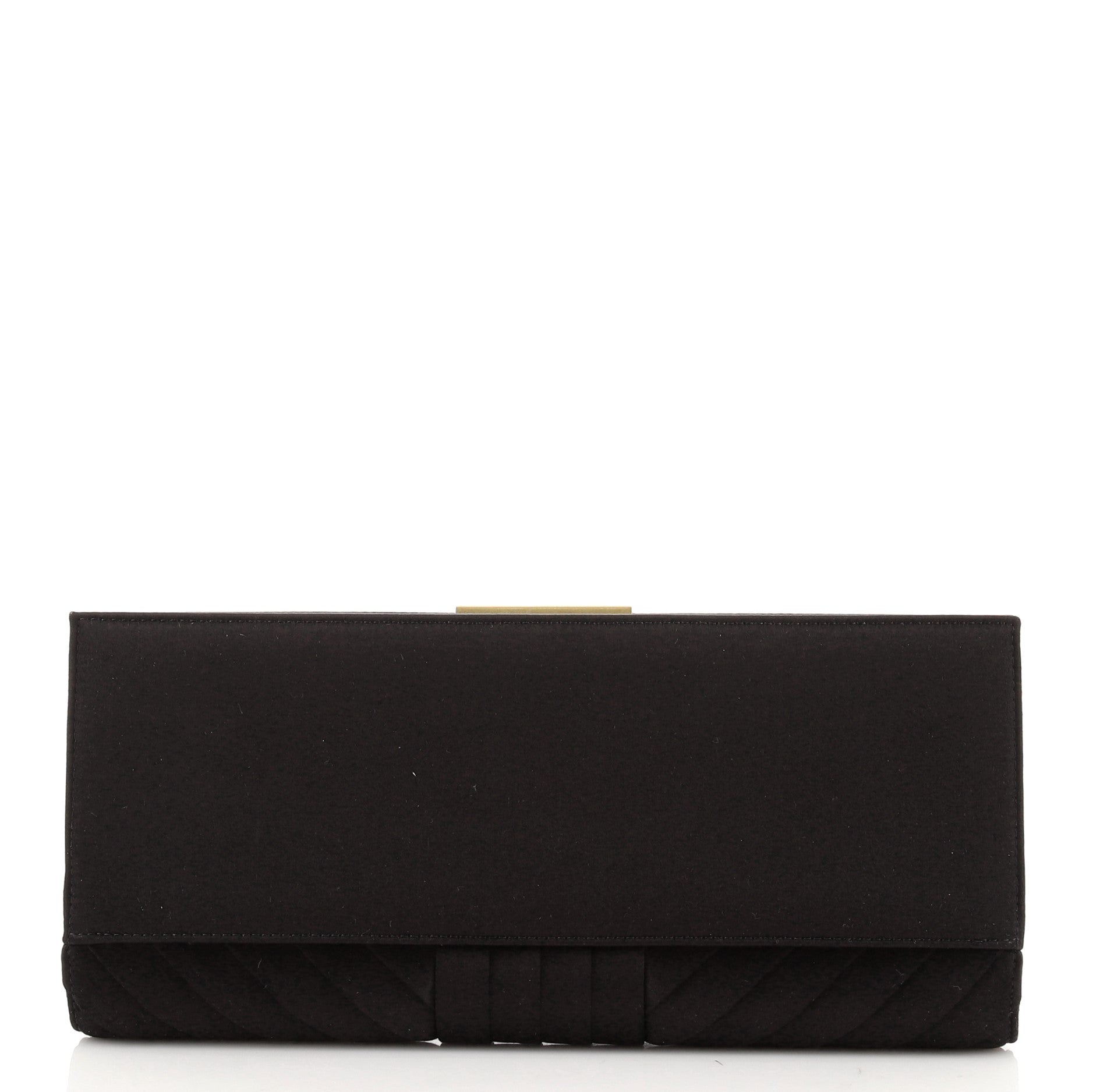 Chevron Pleated CC Flip Lock Clutch Satin