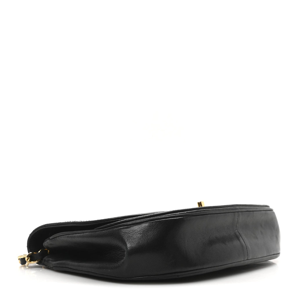 Lambskin Horizontal Quilted Small Single Flap Black