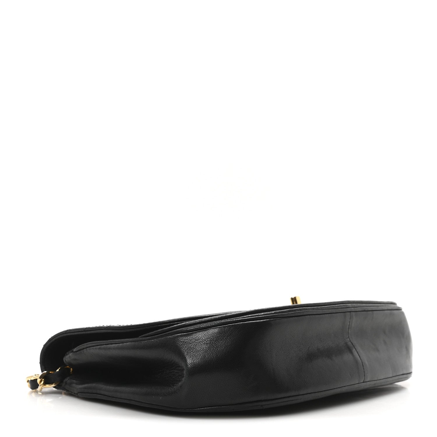 Lambskin Horizontal Quilted Small Single Flap Black