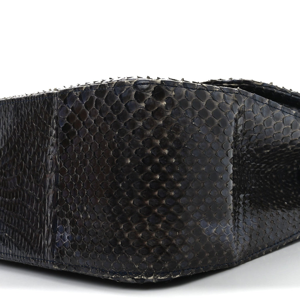 Metallic Snakeskin Jumbo Double Flap Blue