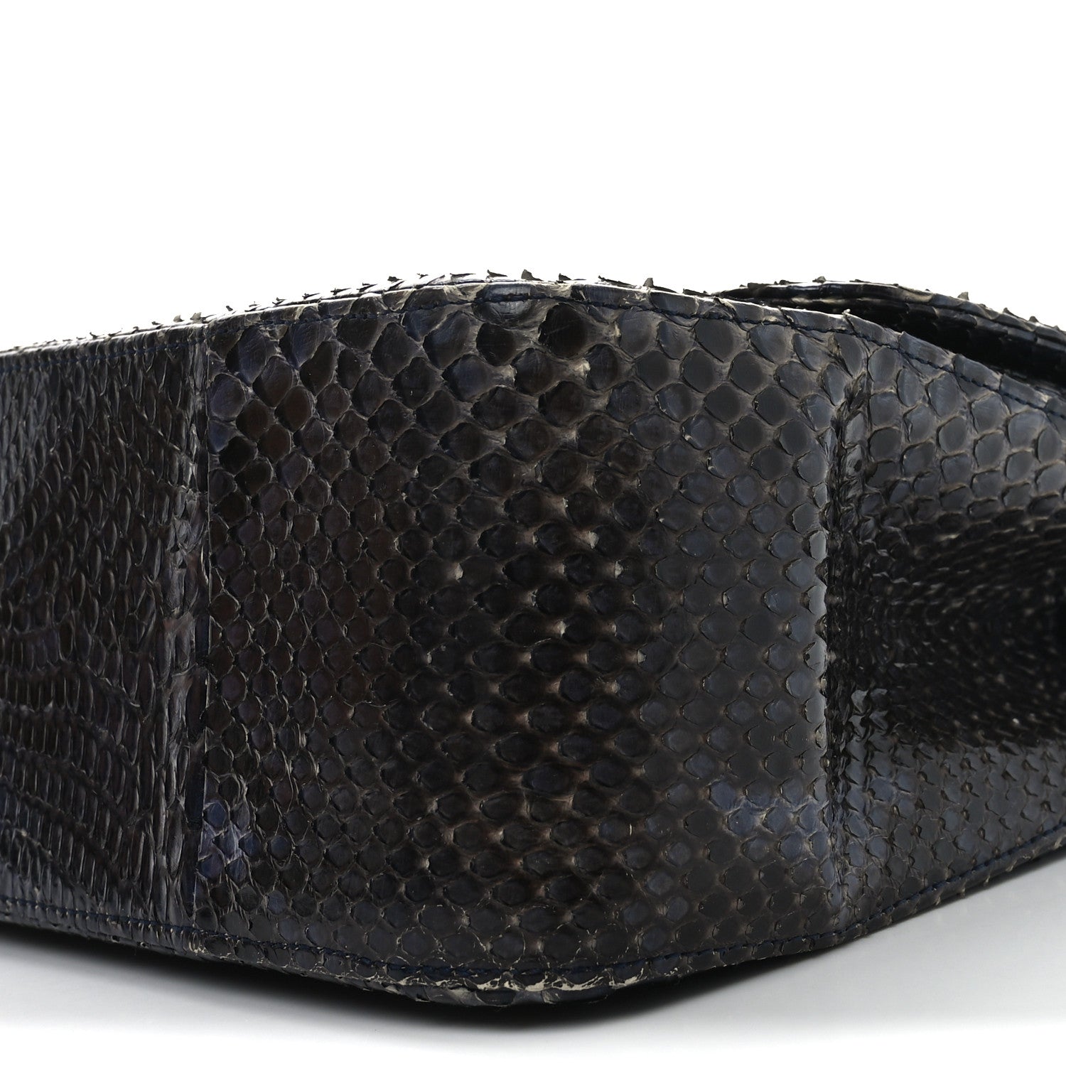 Metallic Snakeskin Jumbo Double Flap Blue