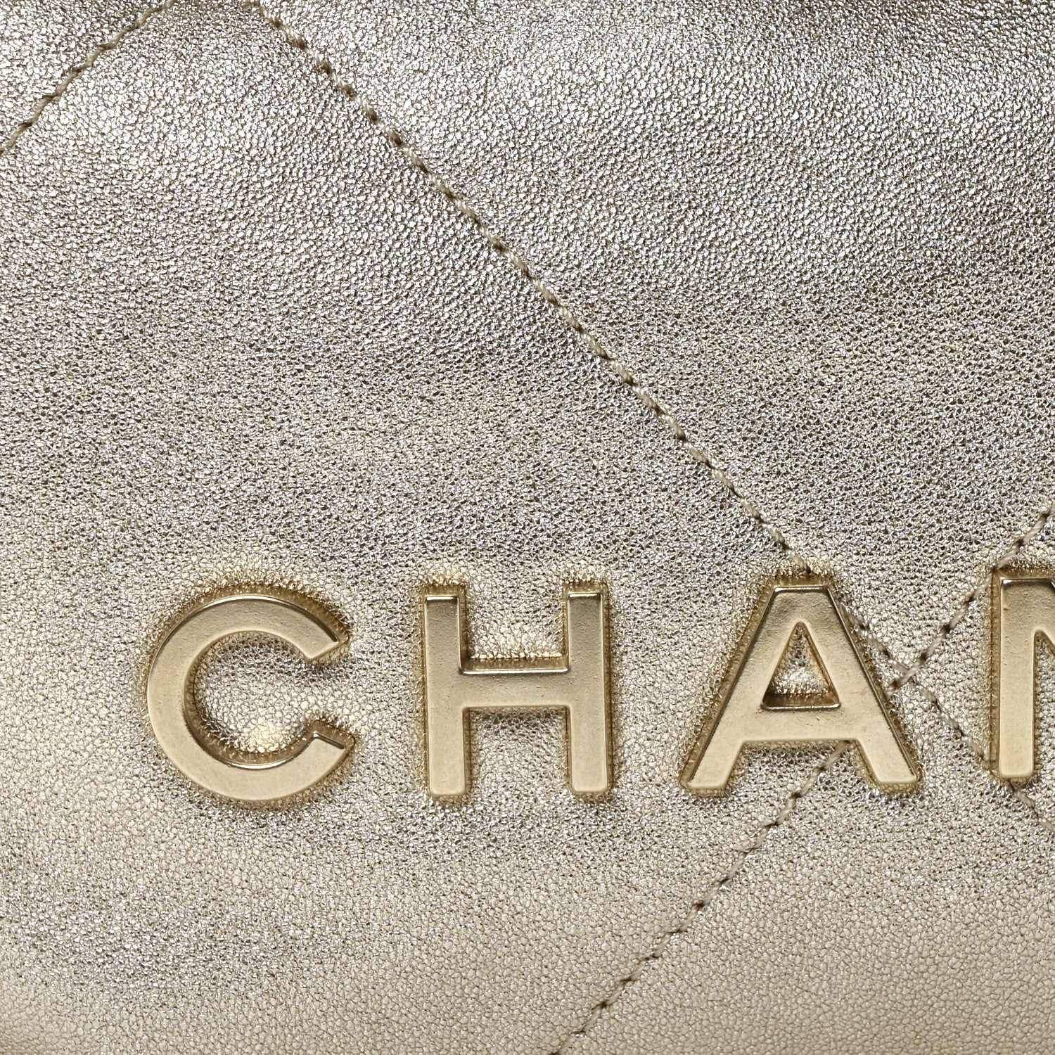 Metallic Lambskin Quilted Mini Chanel 22 Golden