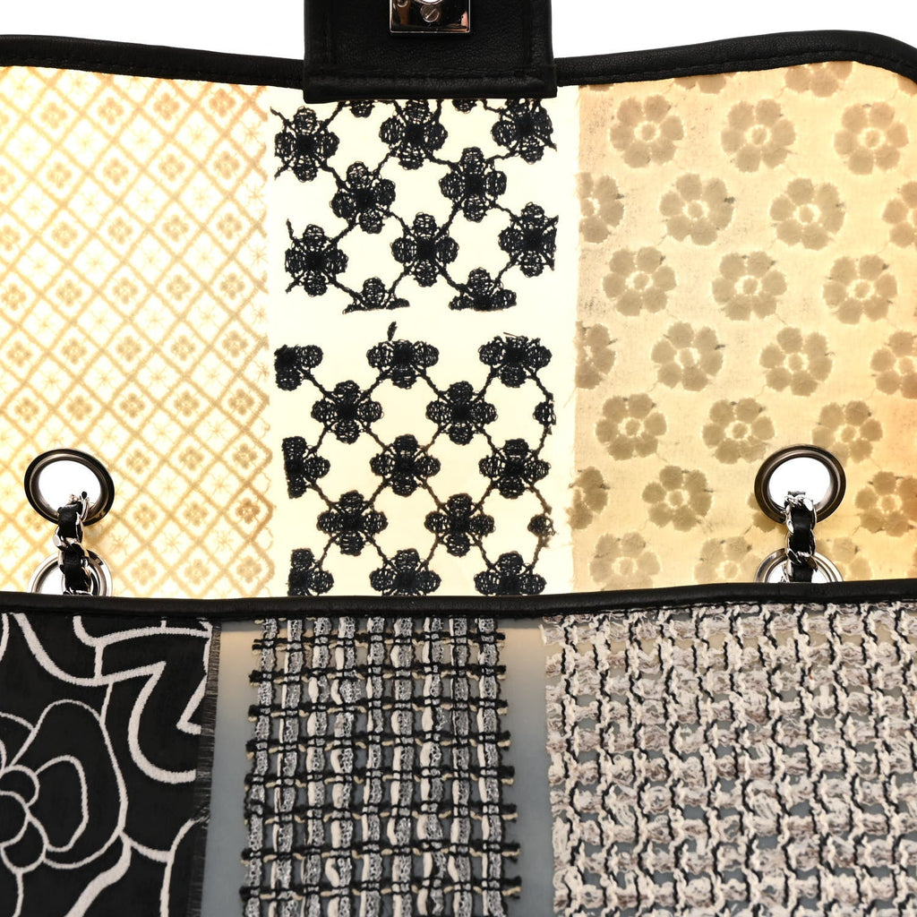 PVC Tweed Patchwork Medium Single Flap Black
