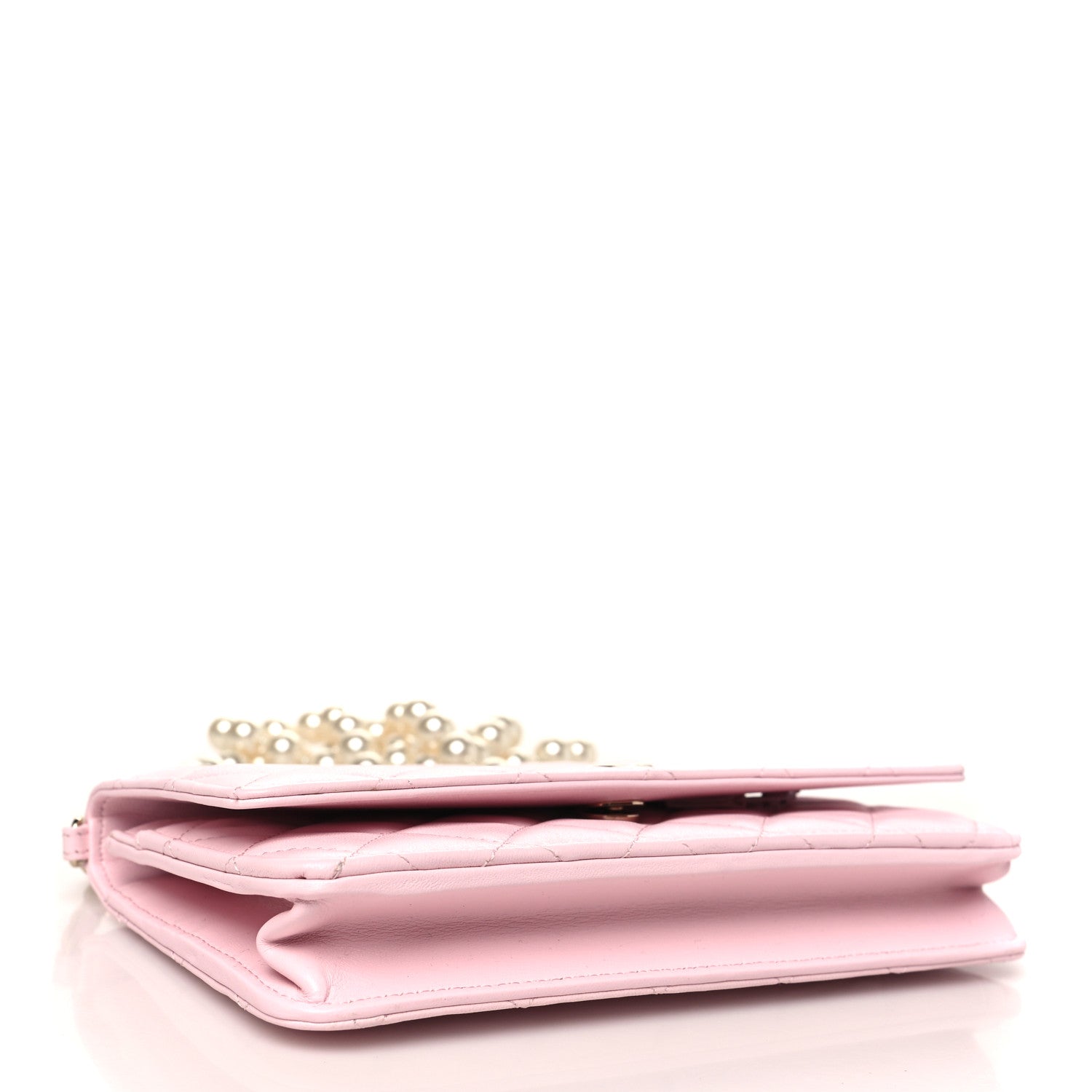Lambskin Quilted Pearl Wallet On Chain WOC Pink