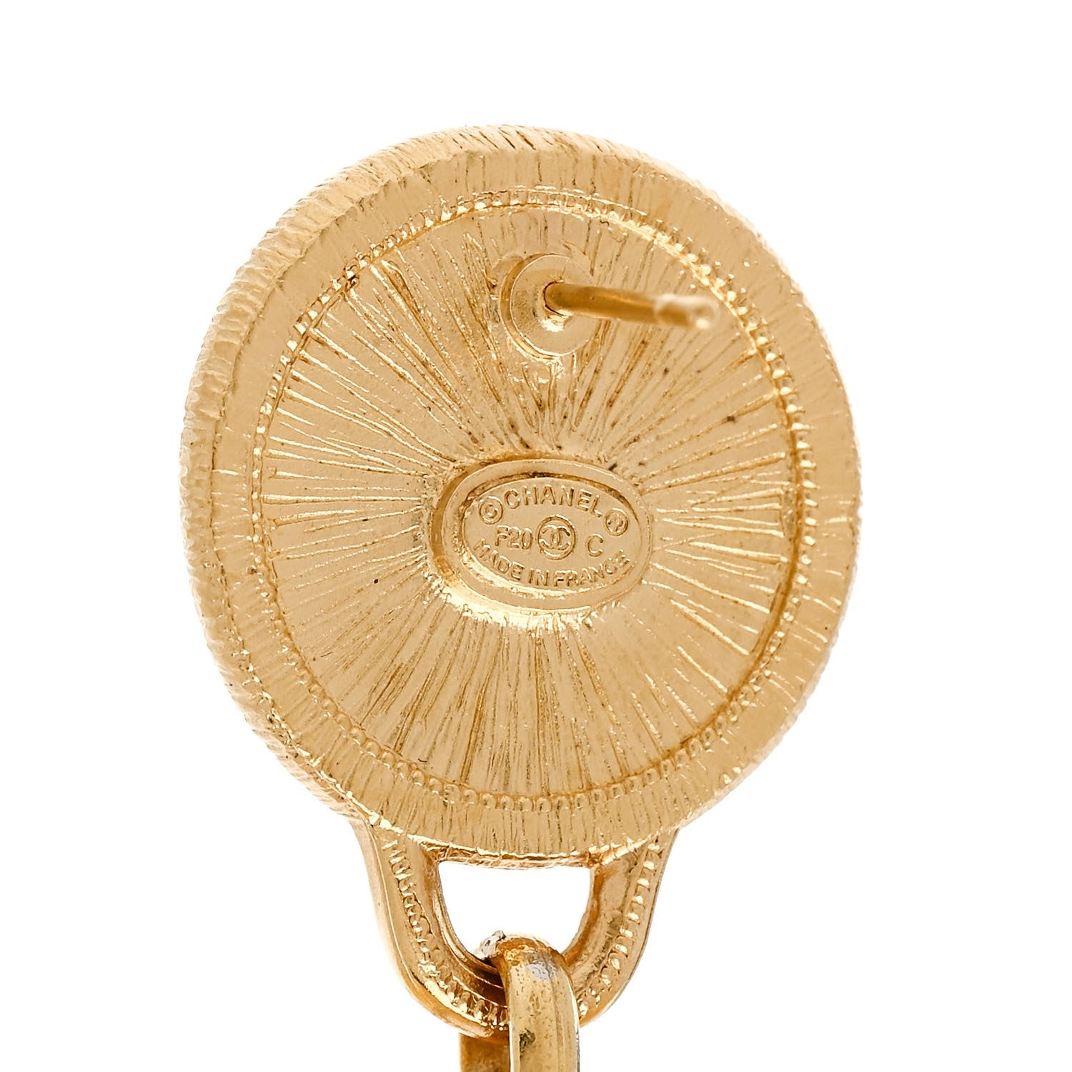 Pearl CC Tags Drop Earrings Gold