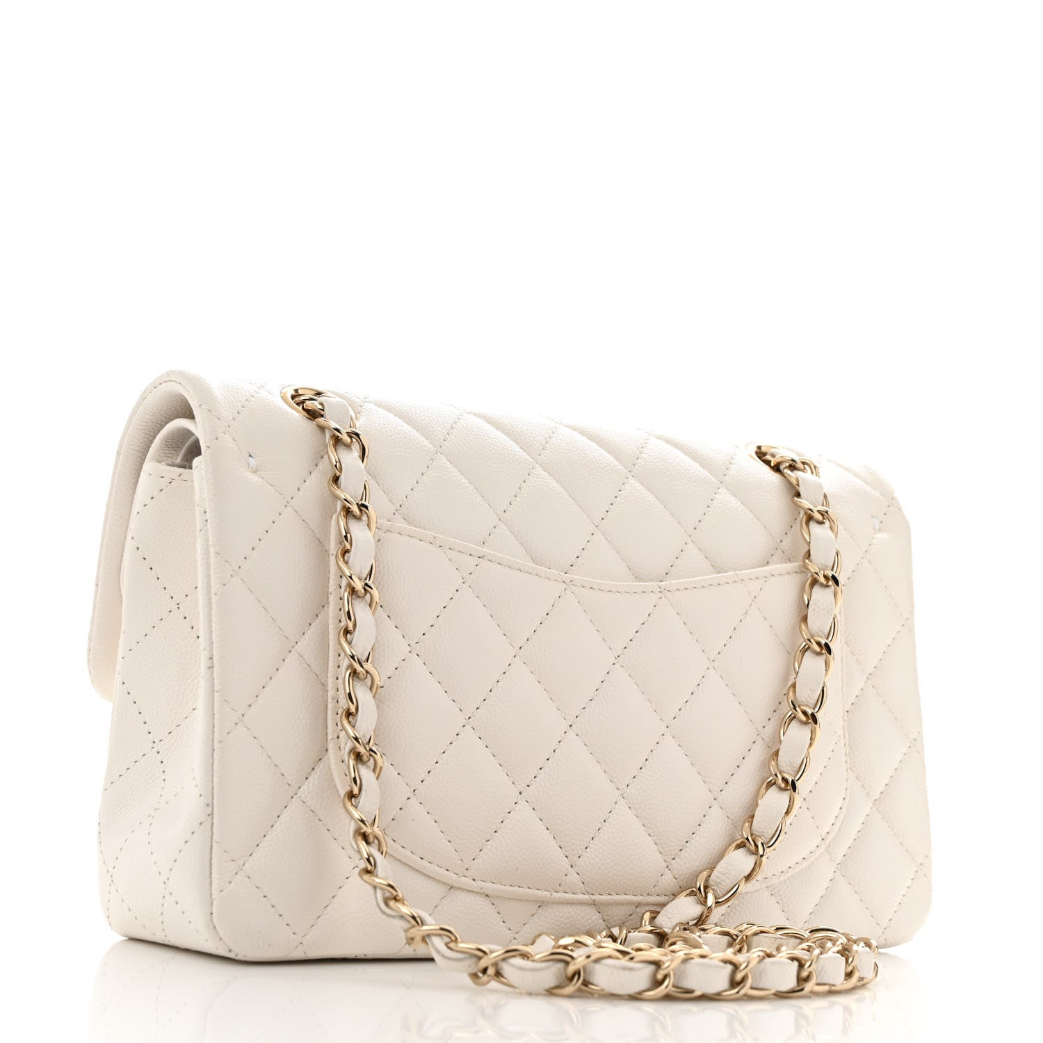 Caviar Quilted Small Double Flap White