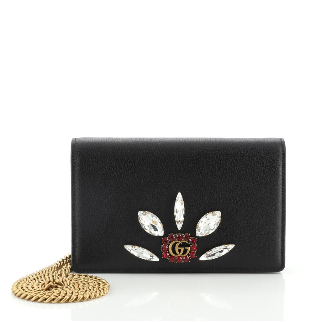 GG Marmont Chain Wallet Embellished Leather Mini