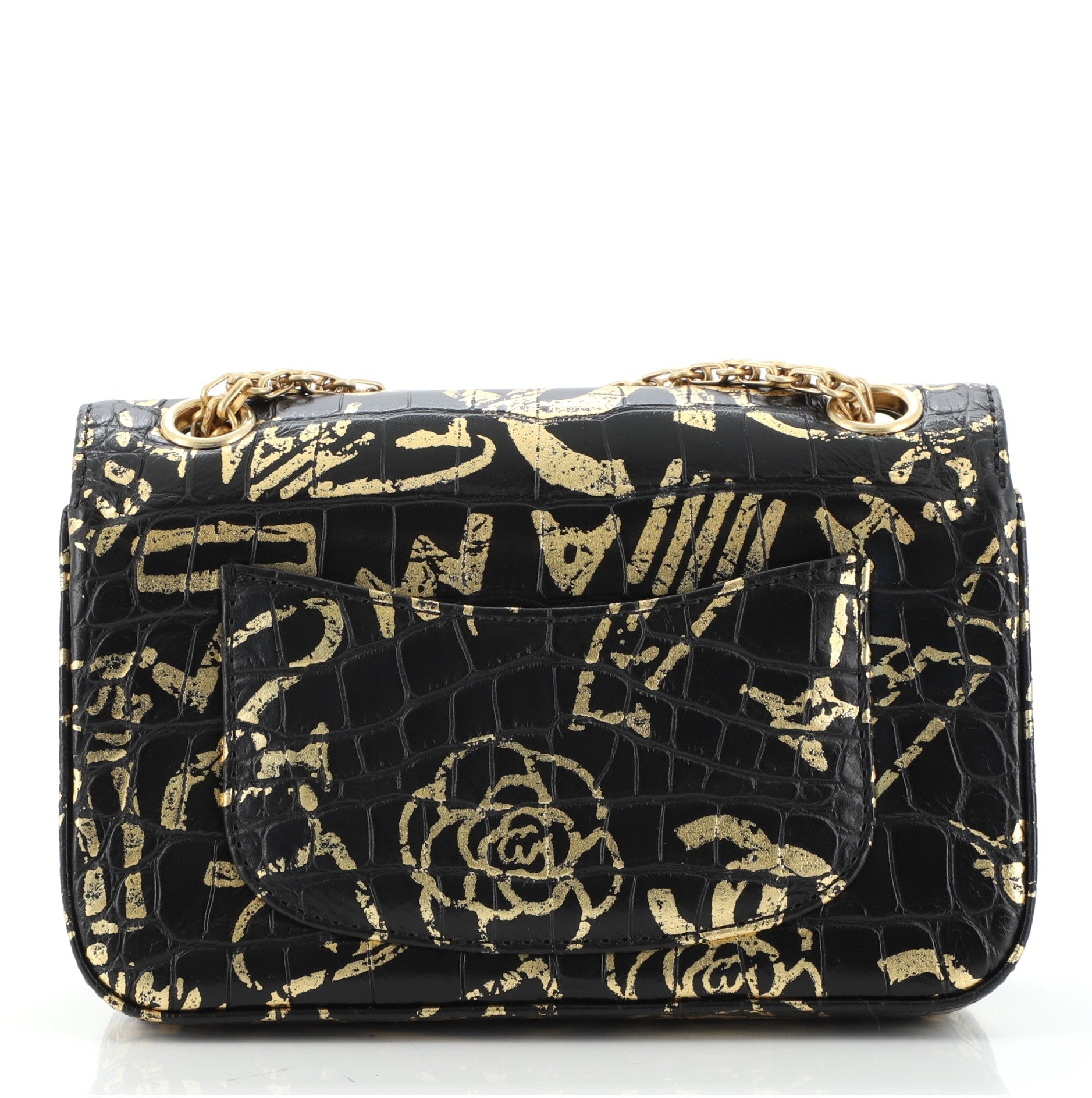 Reissue 2.55 Flap Bag Graffiti Crocodile Embossed Calfskin Mini