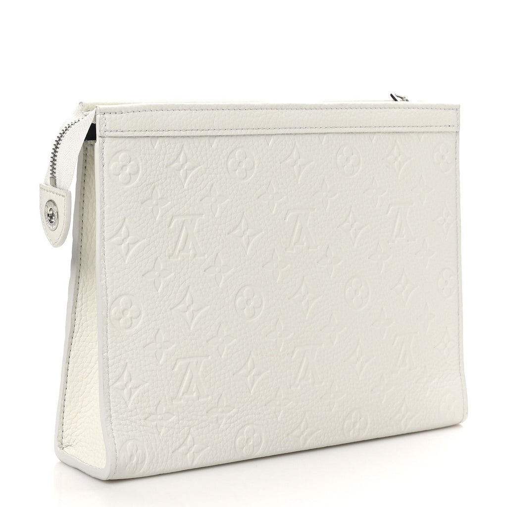 LV X YK Taurillon Monogram Psychedelic Flower Pochette Voyage MM White