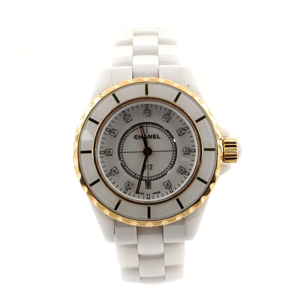 J12 Quartz Watch Ceramic and Rose Gold with Diamond Markers 33
