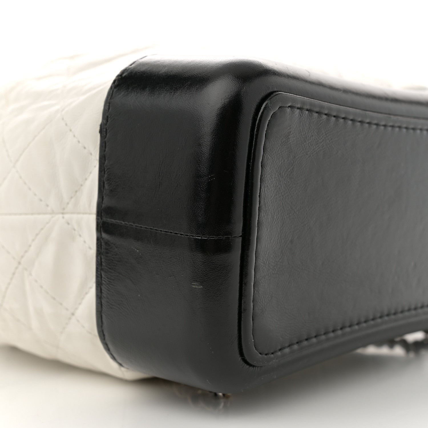 Aged Calfskin Quilted Gabrielle Backpack Black White