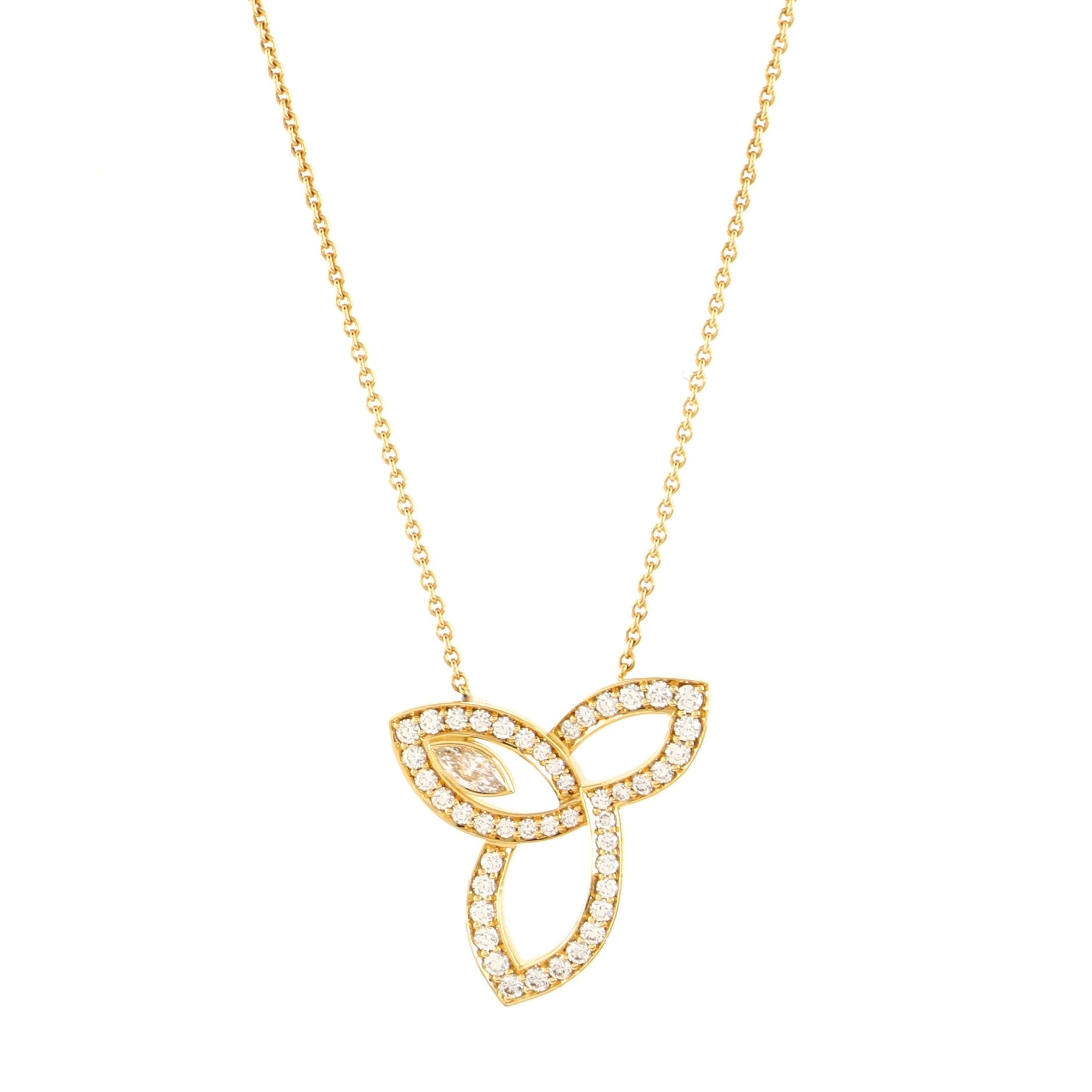 Lily Cluster Pendant Necklace 18K Yellow Gold with Diamonds