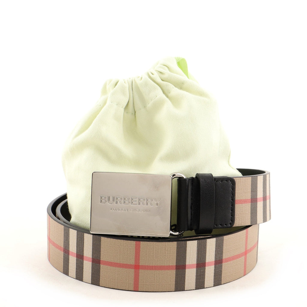 Logo Buckle Belt Vintage Check Coated Canvas Wide 90