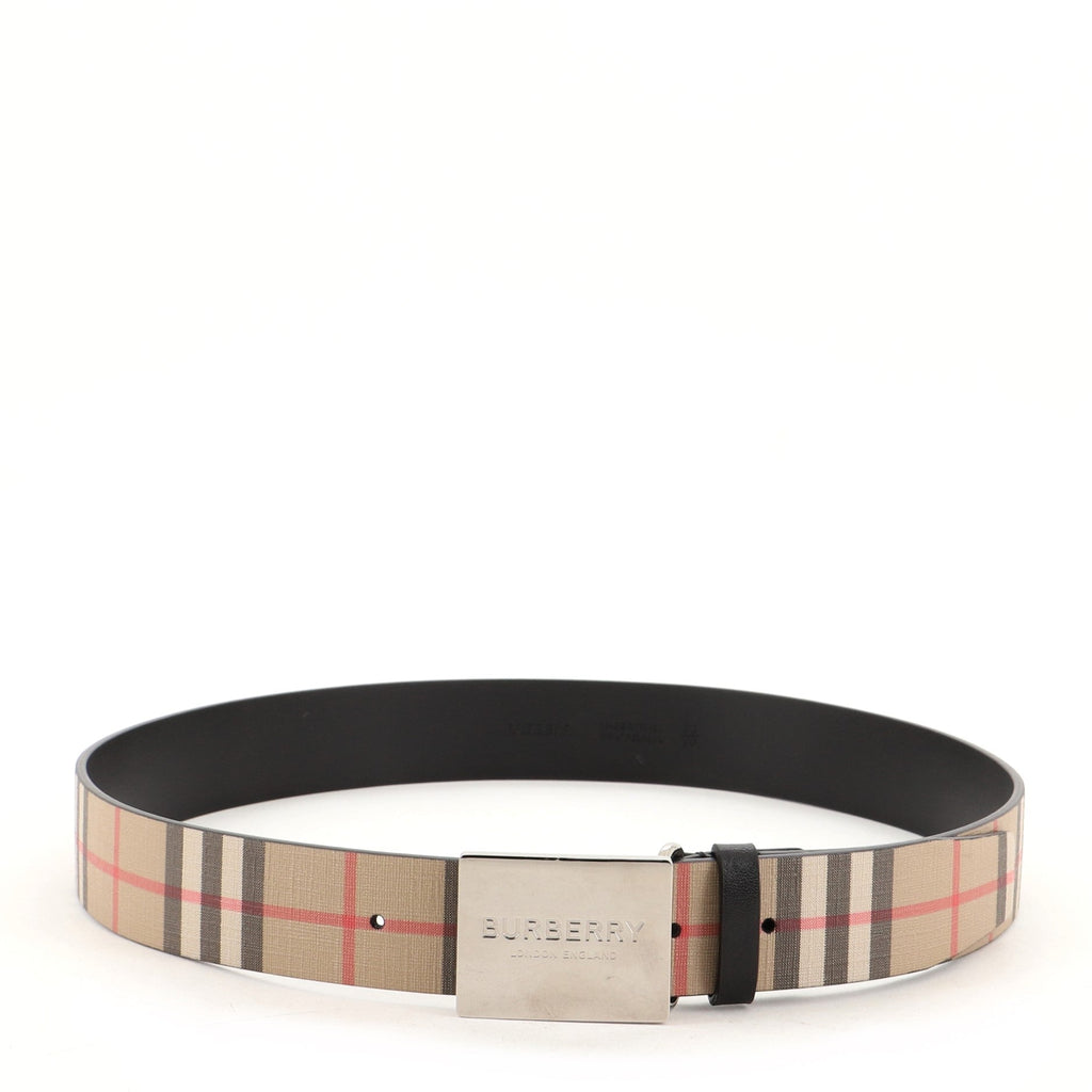 Logo Buckle Belt Vintage Check Coated Canvas Wide 90