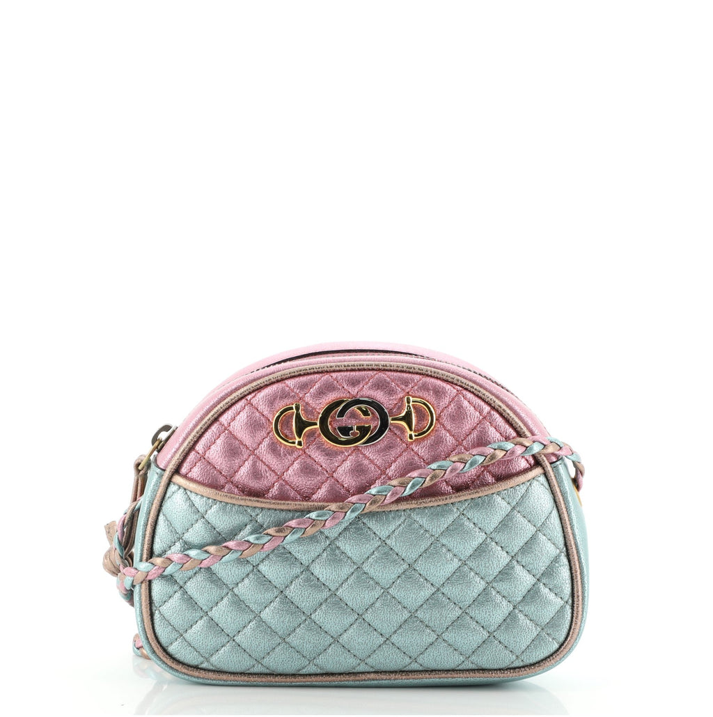 Trapuntata Camera Shoulder Bag Quilted Laminated Leather Mini