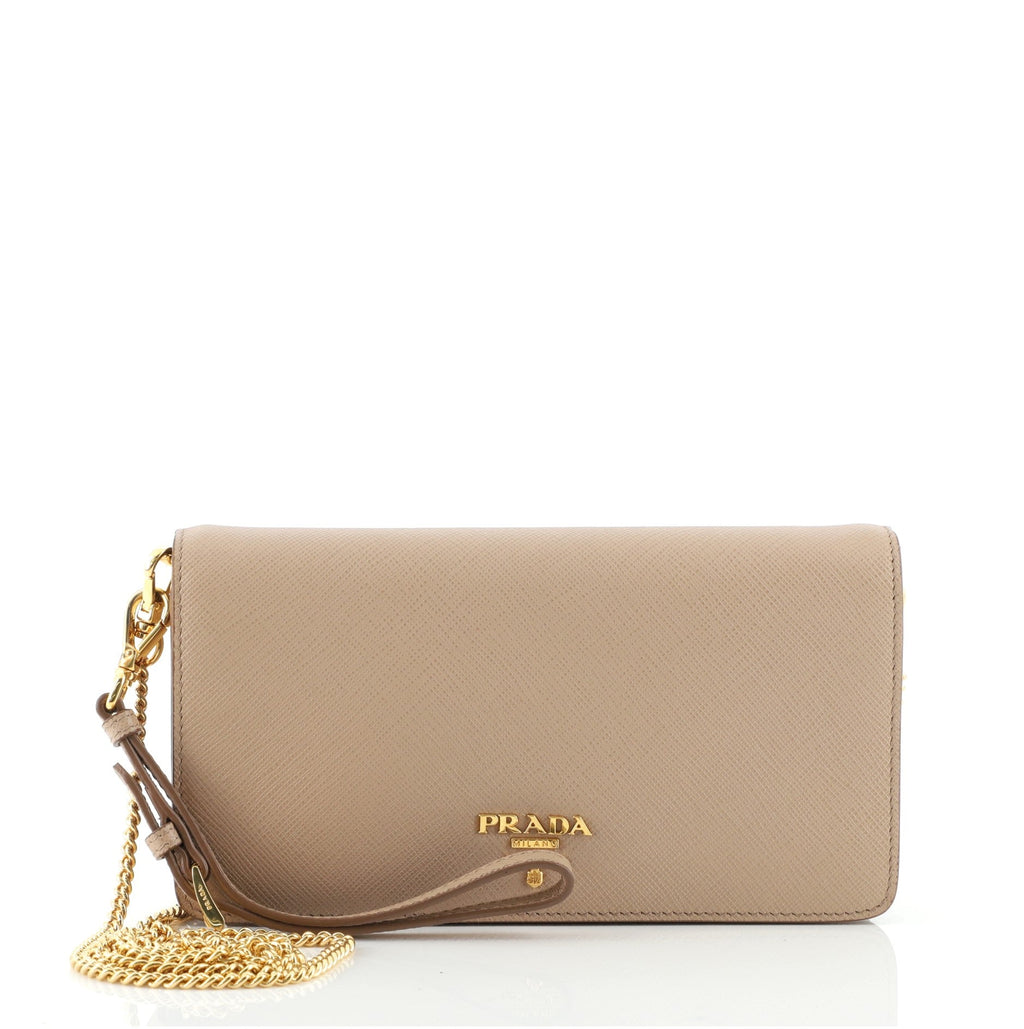 Wristlet Wallet on Chain Saffiano Leather Mini