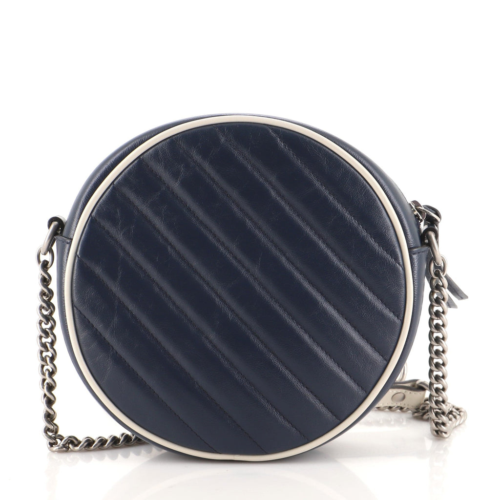 GG Marmont Round Shoulder Bag Diagonal Quilted Leather Mini