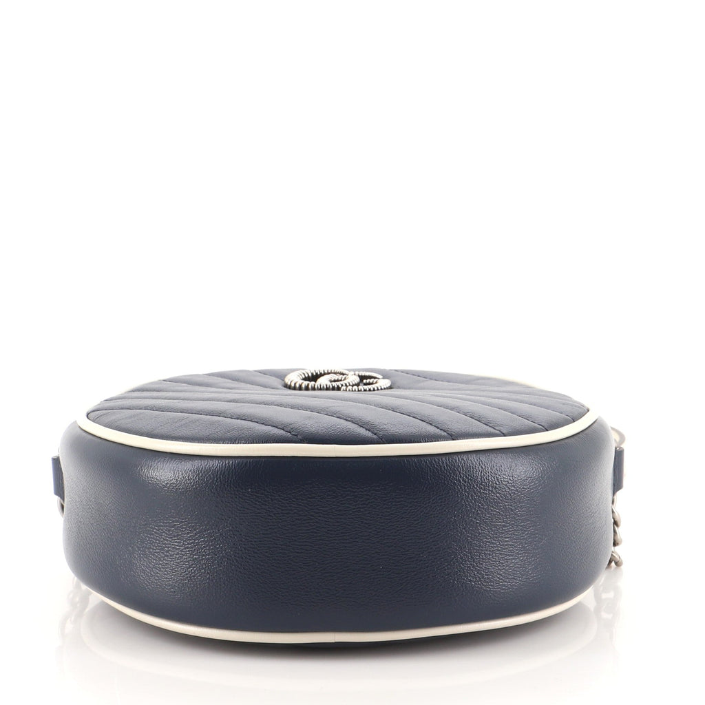GG Marmont Round Shoulder Bag Diagonal Quilted Leather Mini