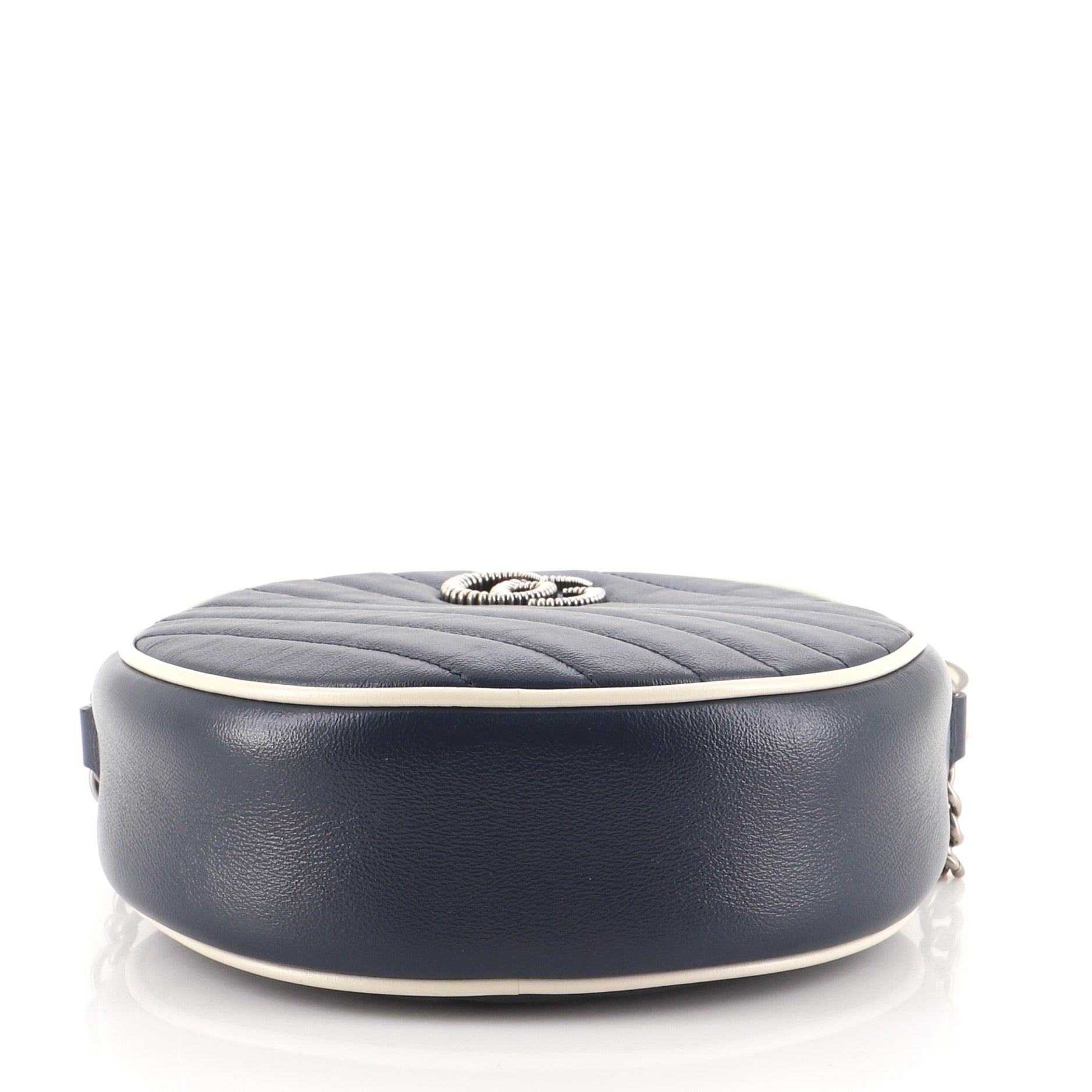 GG Marmont Round Shoulder Bag Diagonal Quilted Leather Mini