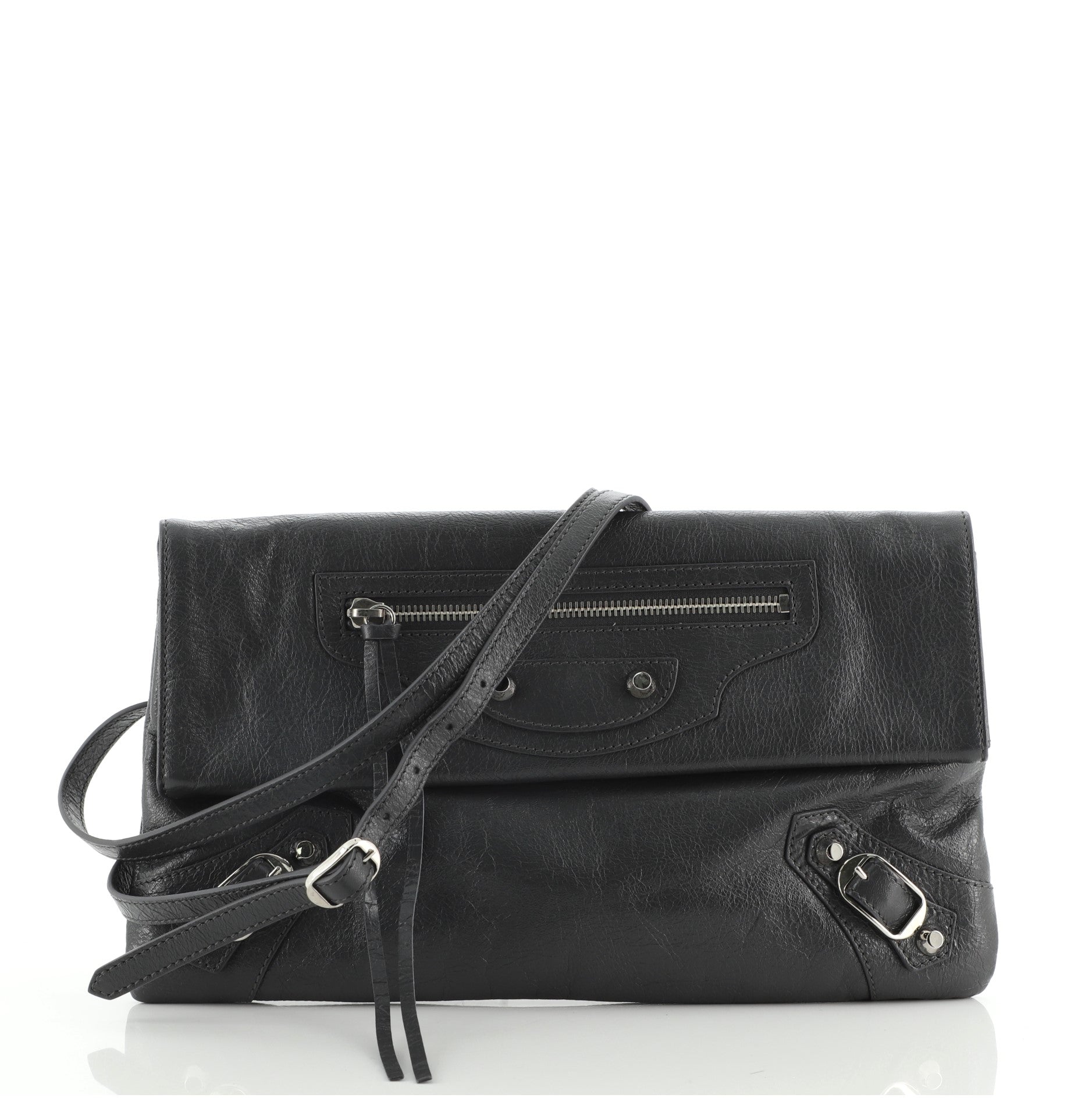 Classic Studs Envelope Strap Clutch Leather