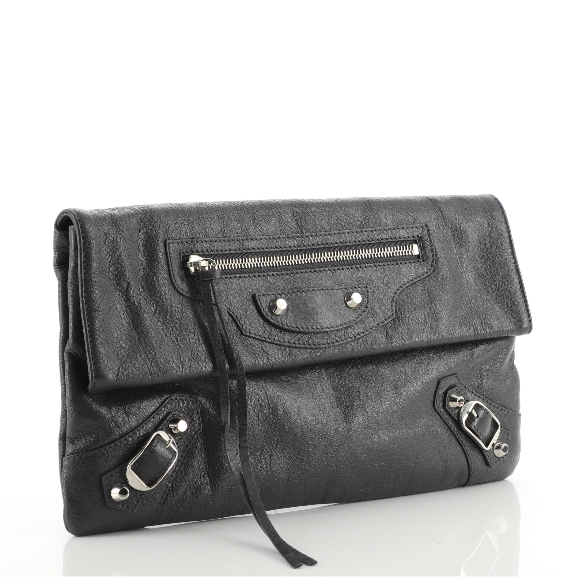 Classic Studs Envelope Strap Clutch Leather