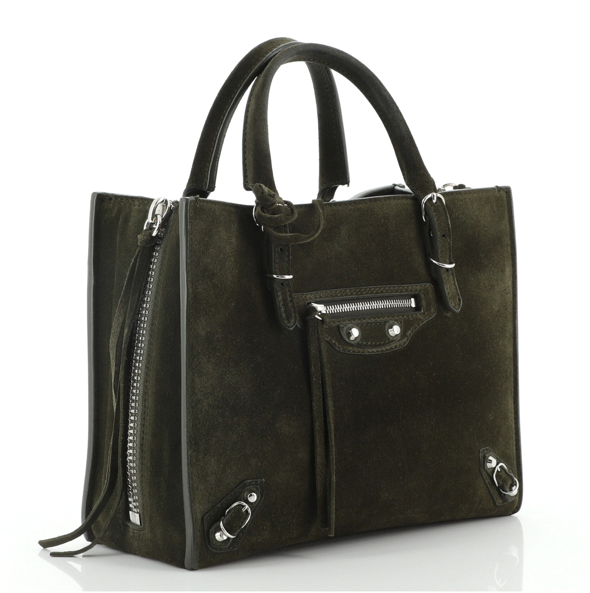 Papier A4 Zip Around Classic Studs Bag Suede Mini