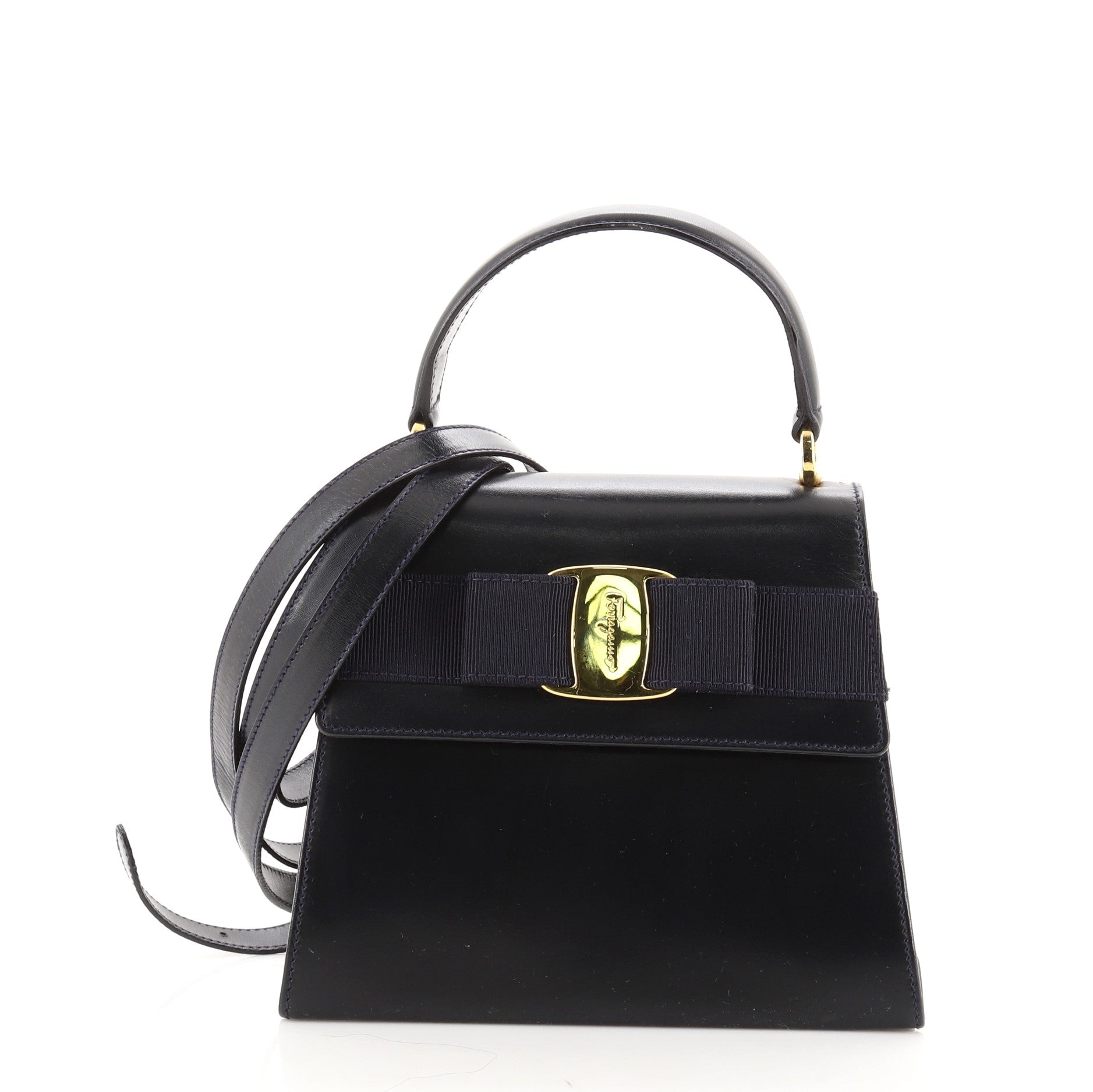 Vintage Vara Bow Top Handle Bag Leather Mini