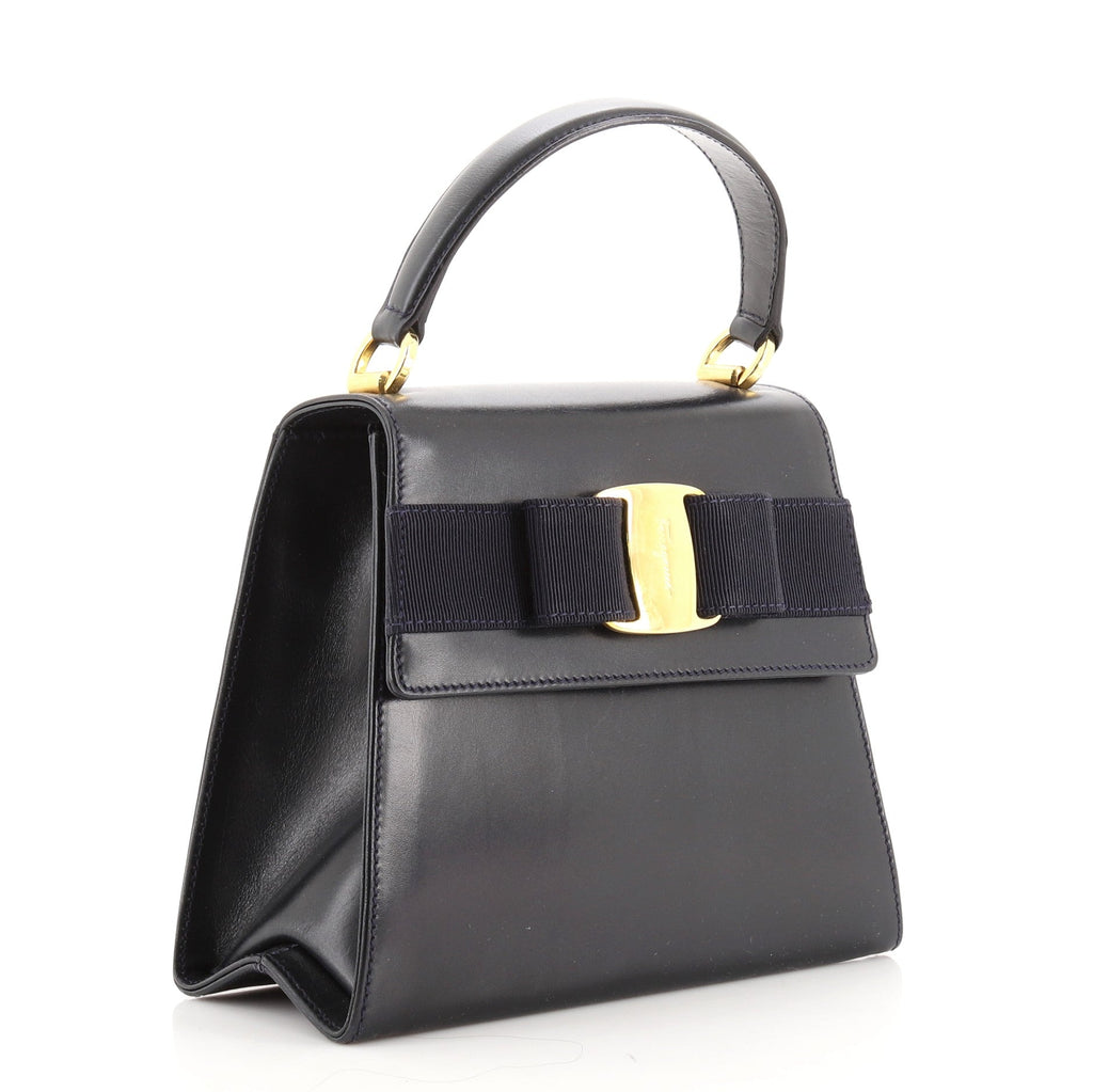 Vintage Vara Bow Top Handle Bag Leather Mini