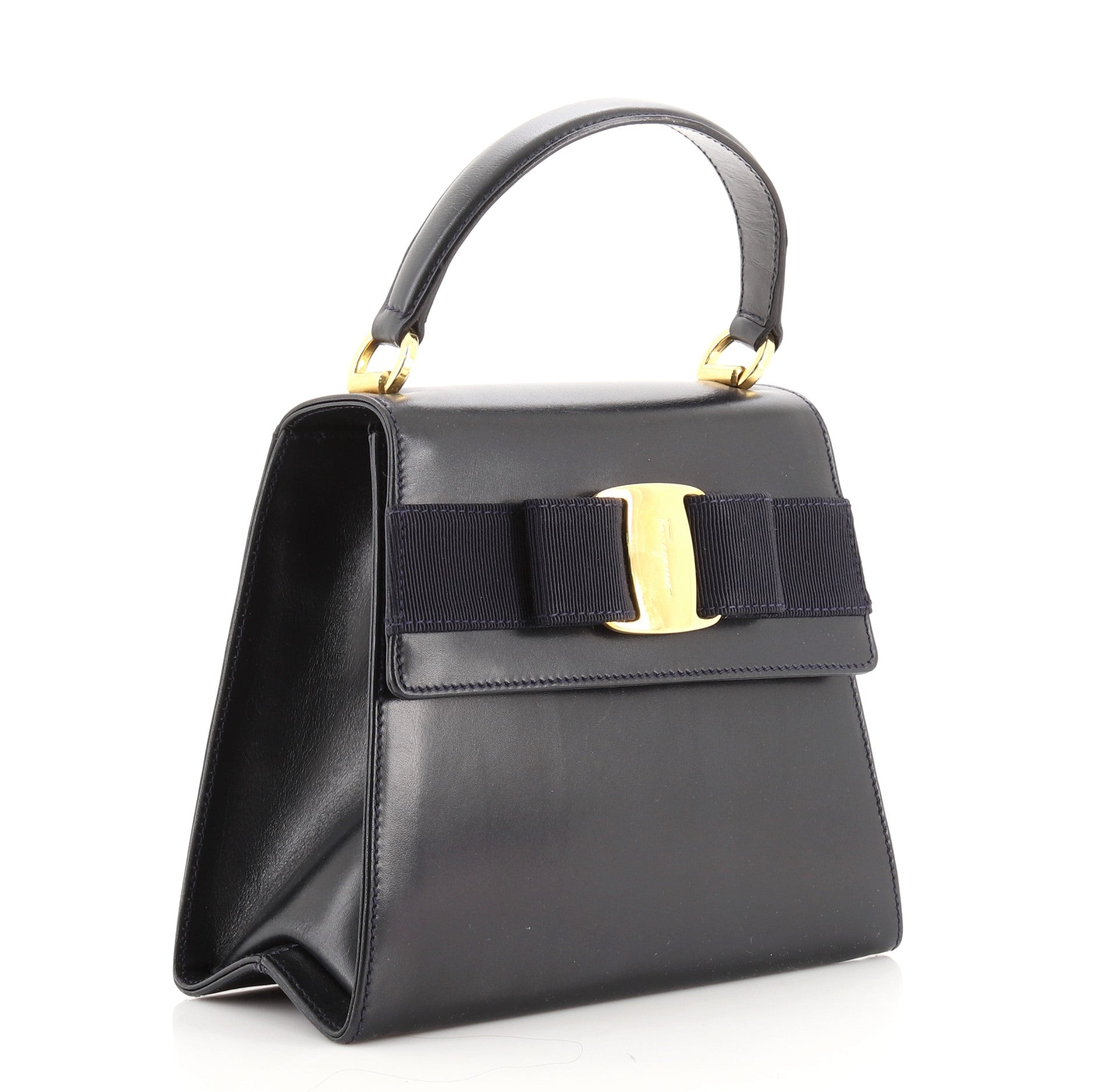 Vintage Vara Bow Top Handle Bag Leather Mini