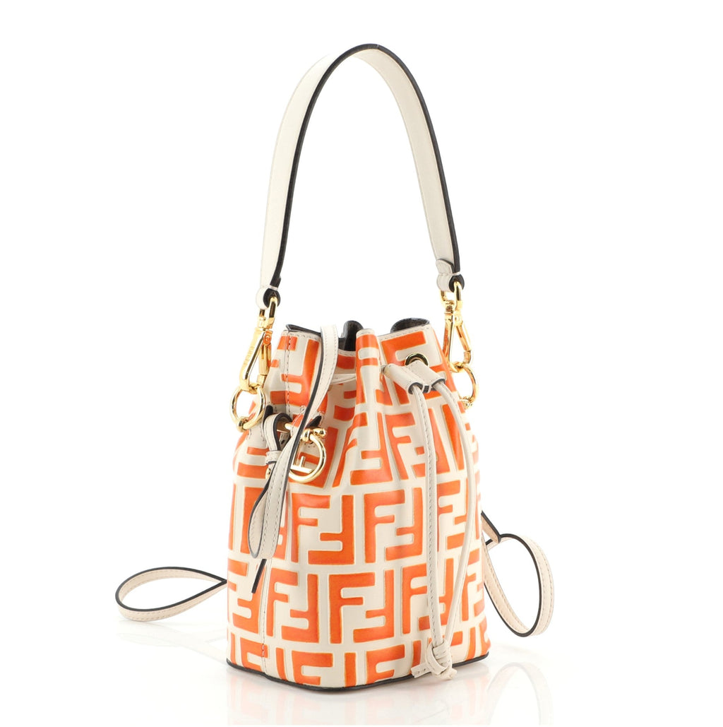 Mon Tresor Bucket Bag Zucca Embossed Leather Mini