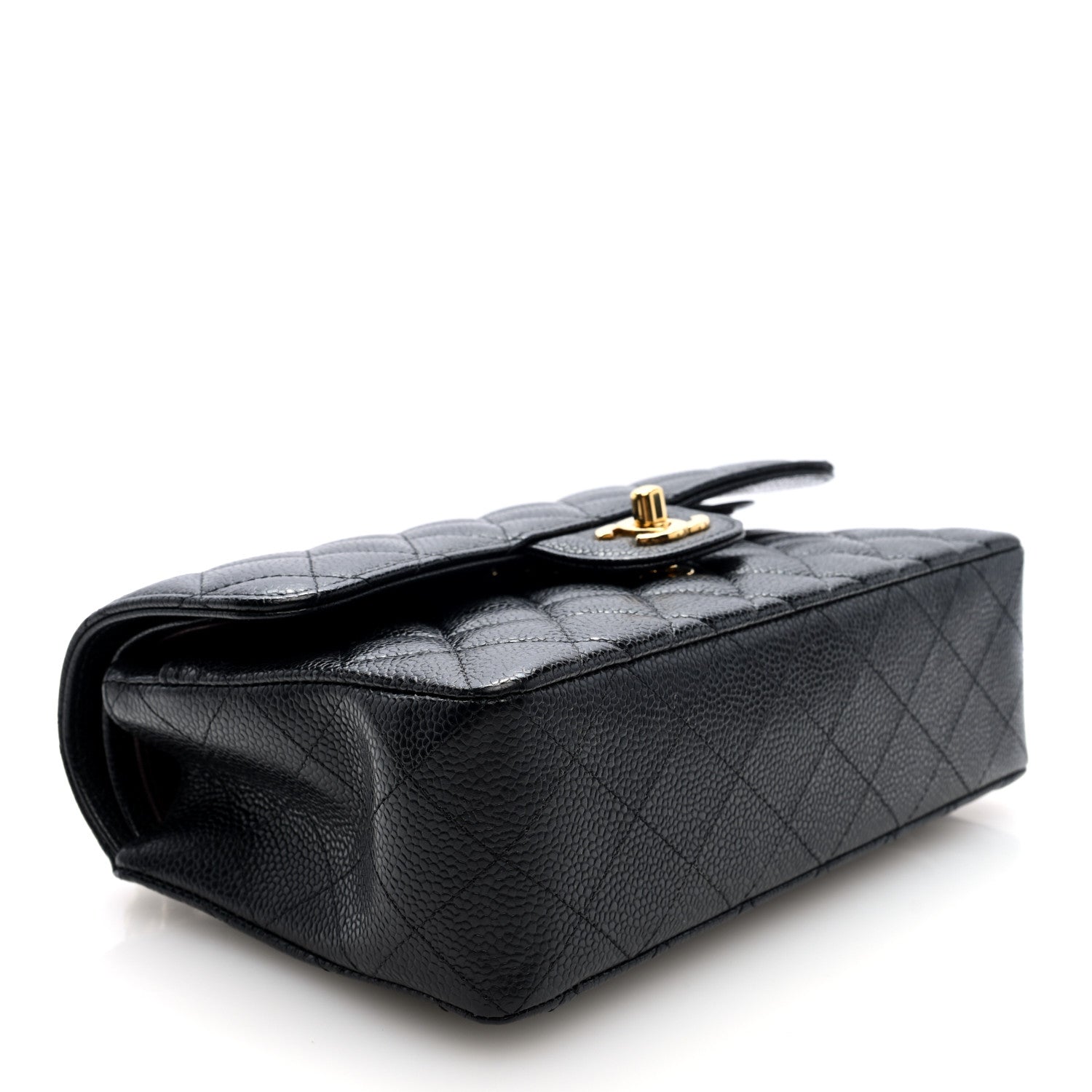 Caviar Quilted Small Double Flap Black