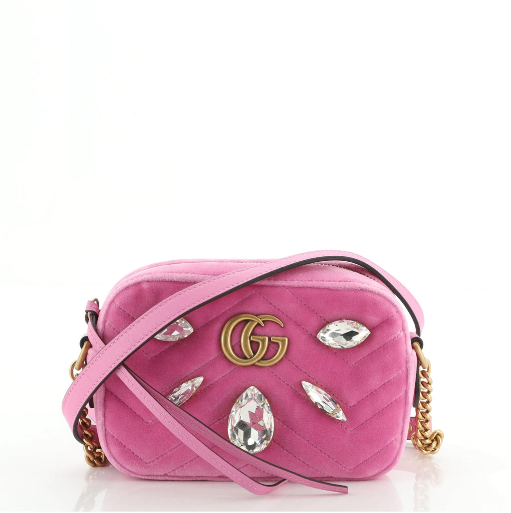 GG Marmont Shoulder Bag Crystal Embellished Matelasse Velvet Mini