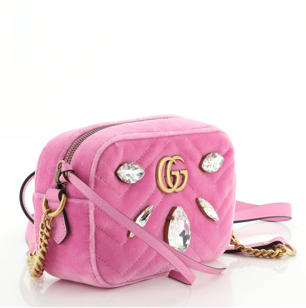 GG Marmont Shoulder Bag Crystal Embellished Matelasse Velvet Mini