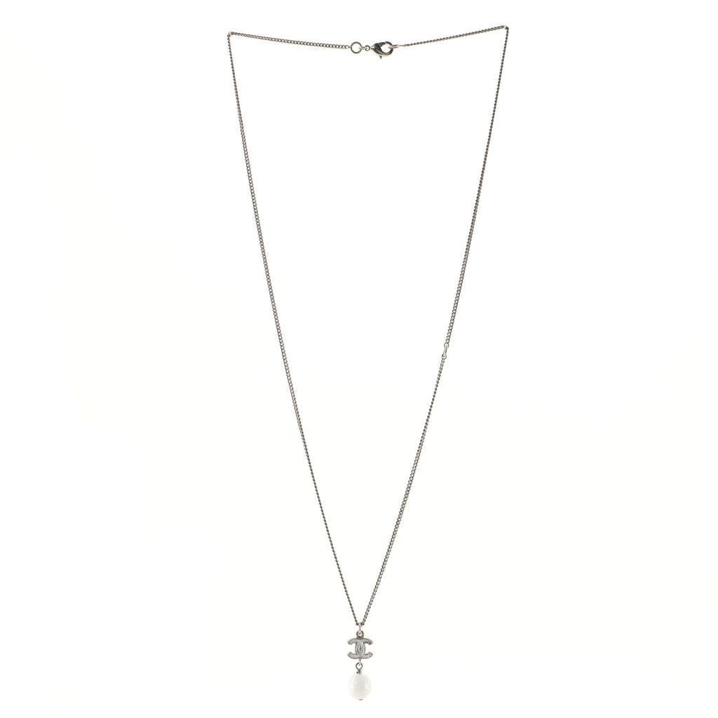CC Drop Pendant Necklace Metal with Glittered Enamel and Bead