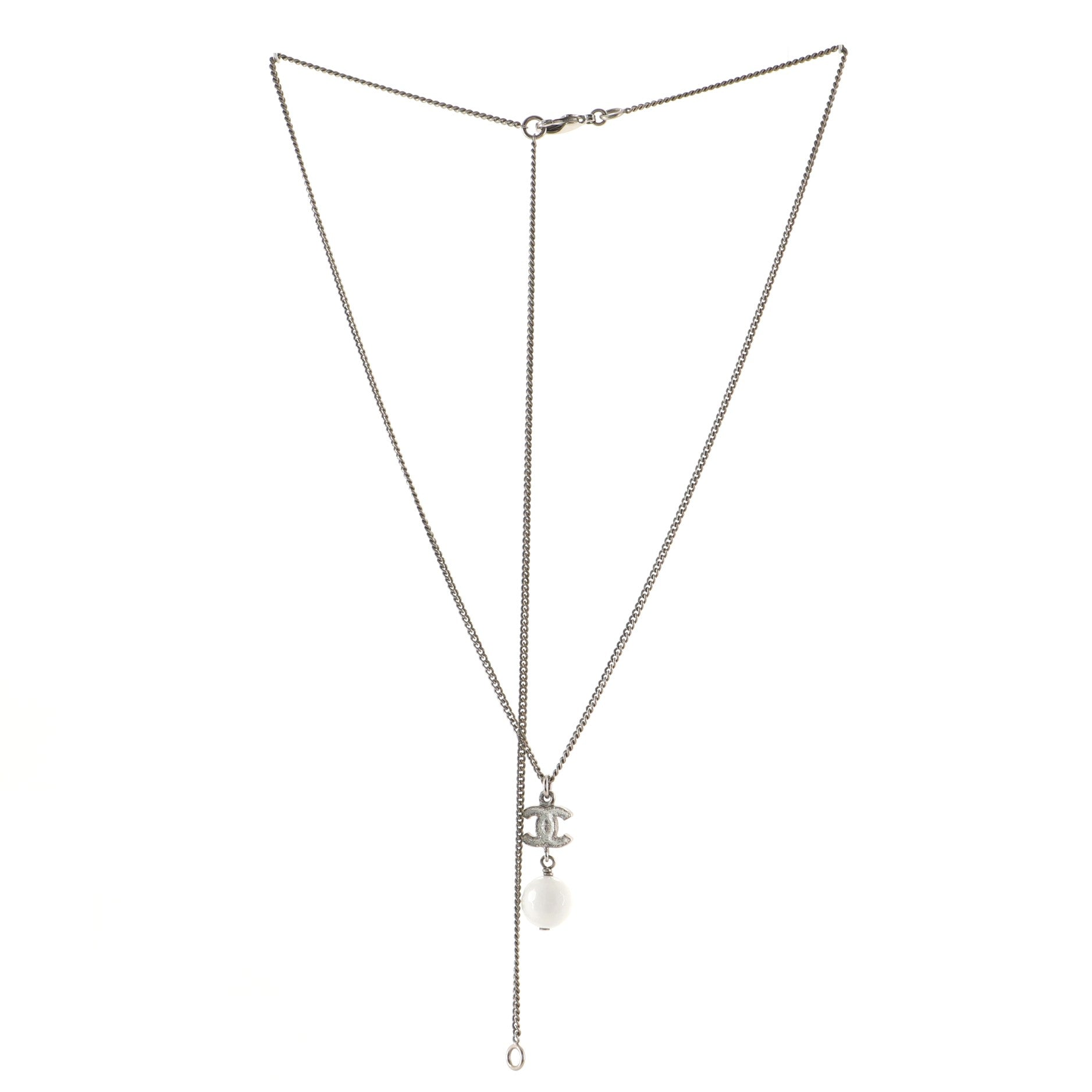 CC Drop Pendant Necklace Metal with Glittered Enamel and Bead