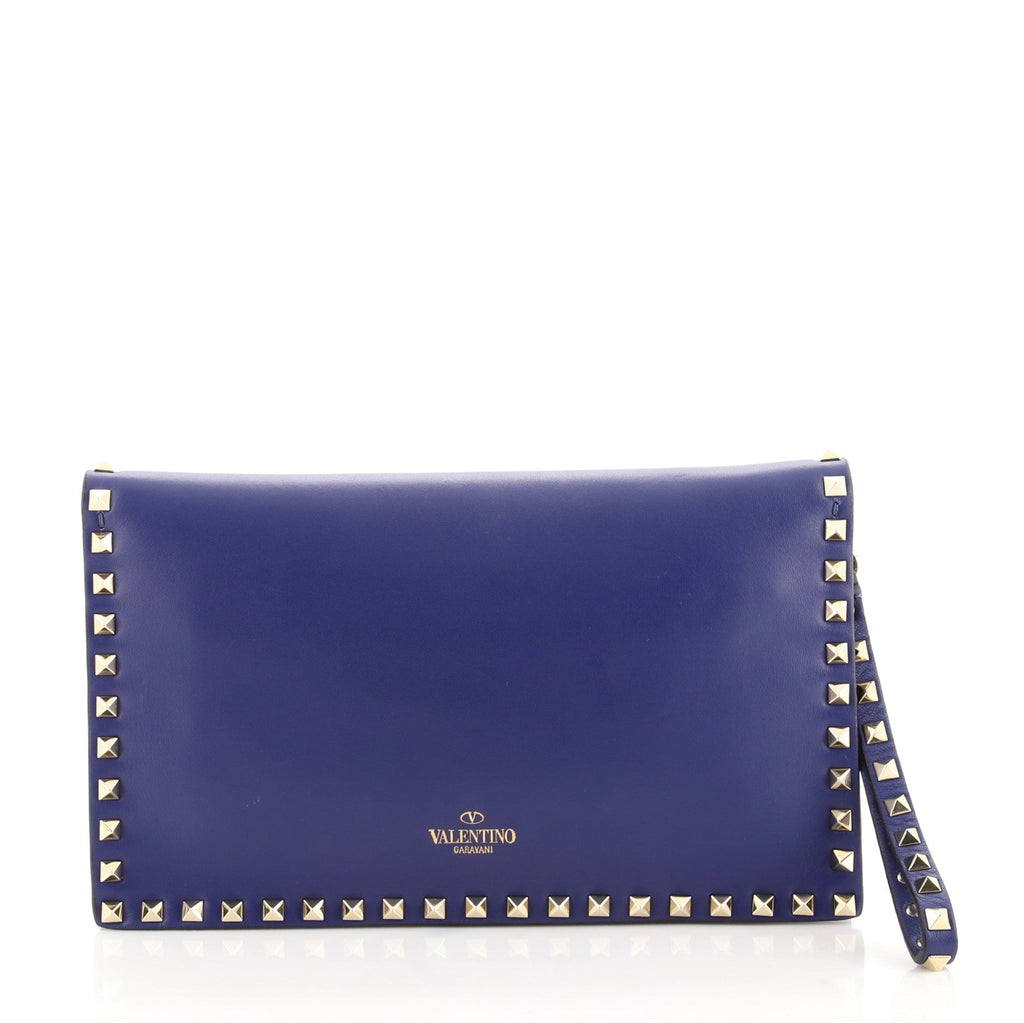 Rockstud Flap Clutch Leather