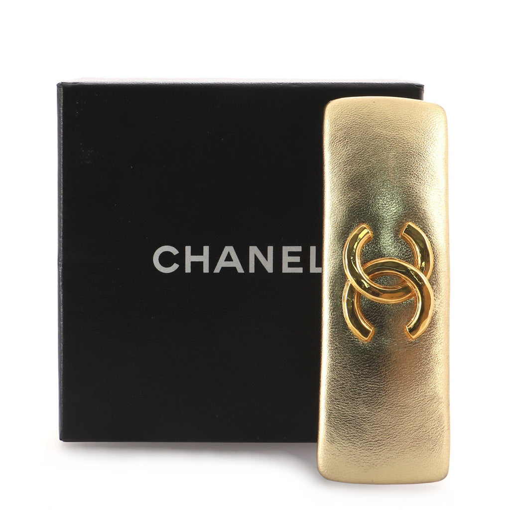CC Hair Barrette Metallic Leather XS