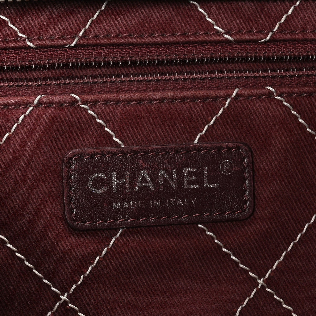 Grained Calfskin Quilted Small Daily Shopping Tote Black