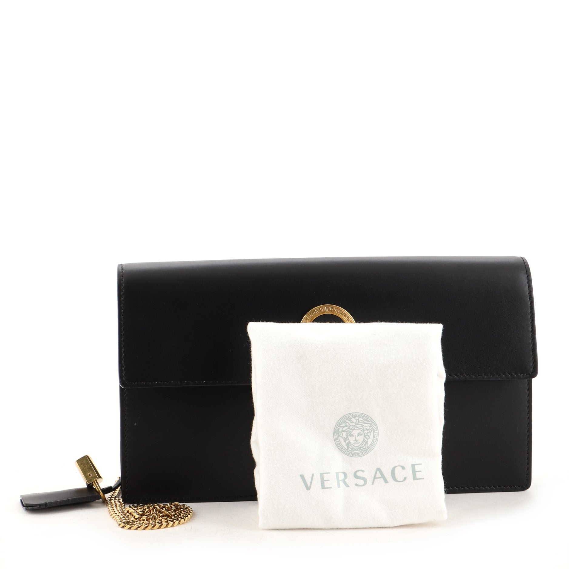 Medusa Padlock Clutch on Chain Leather