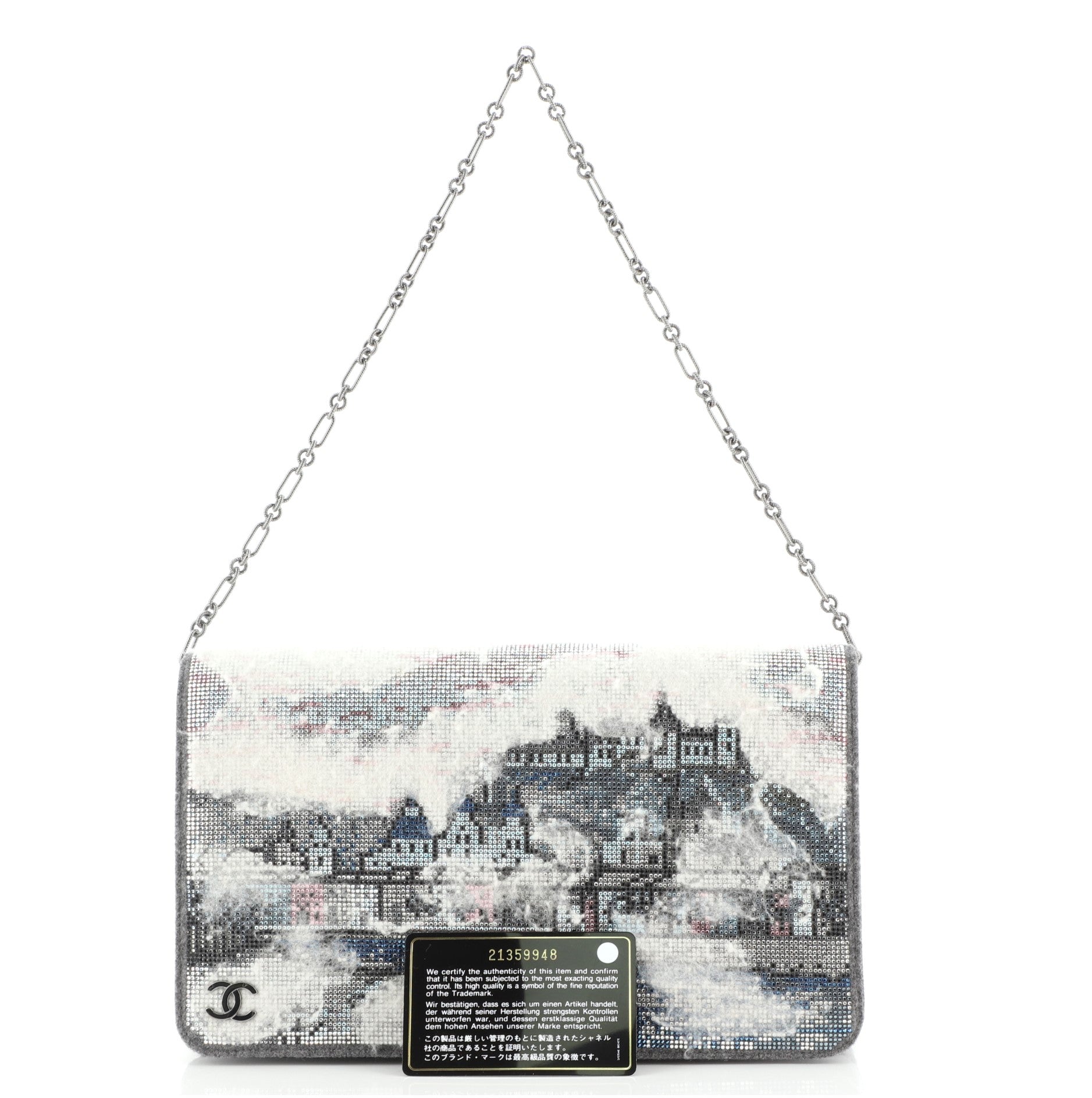 Paris-Salzburg Chain Flap Clutch Strass Embellished Wool Mini
