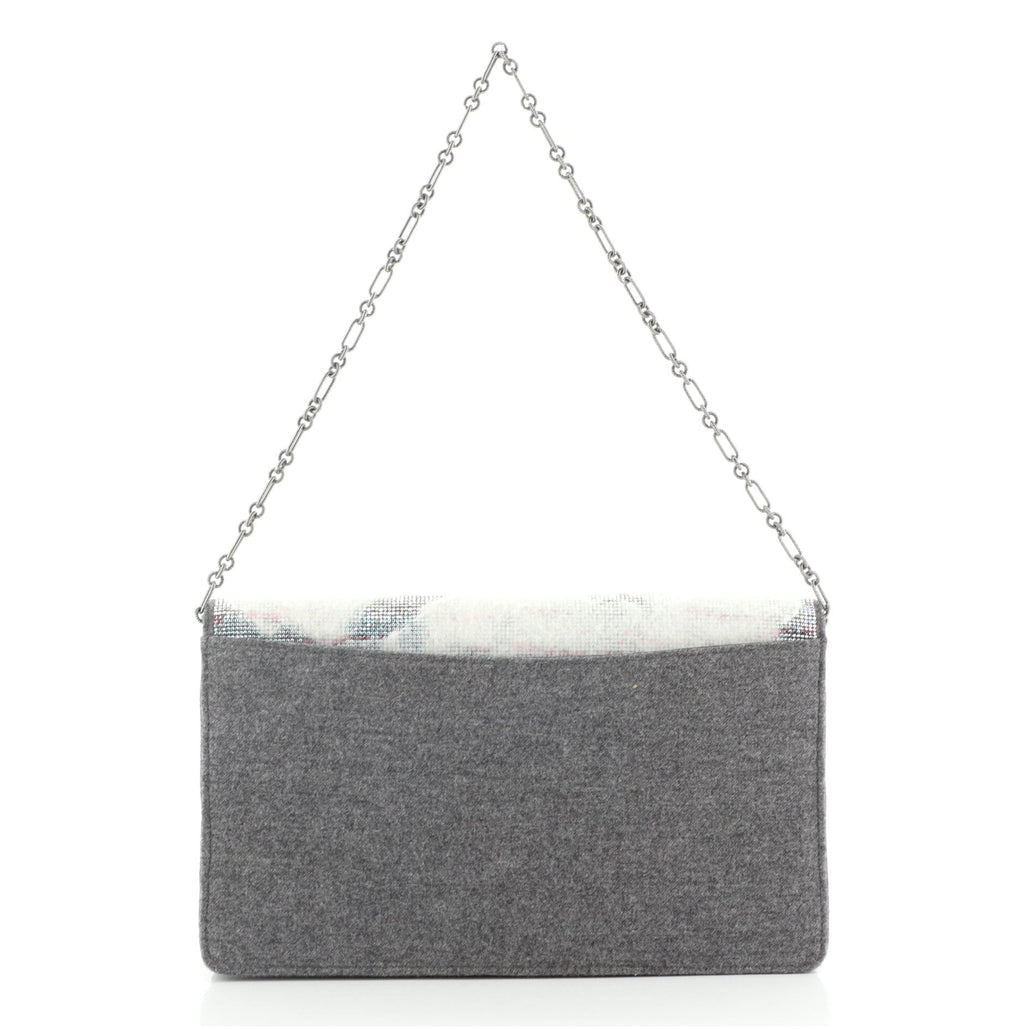 Paris-Salzburg Chain Flap Clutch Strass Embellished Wool Mini