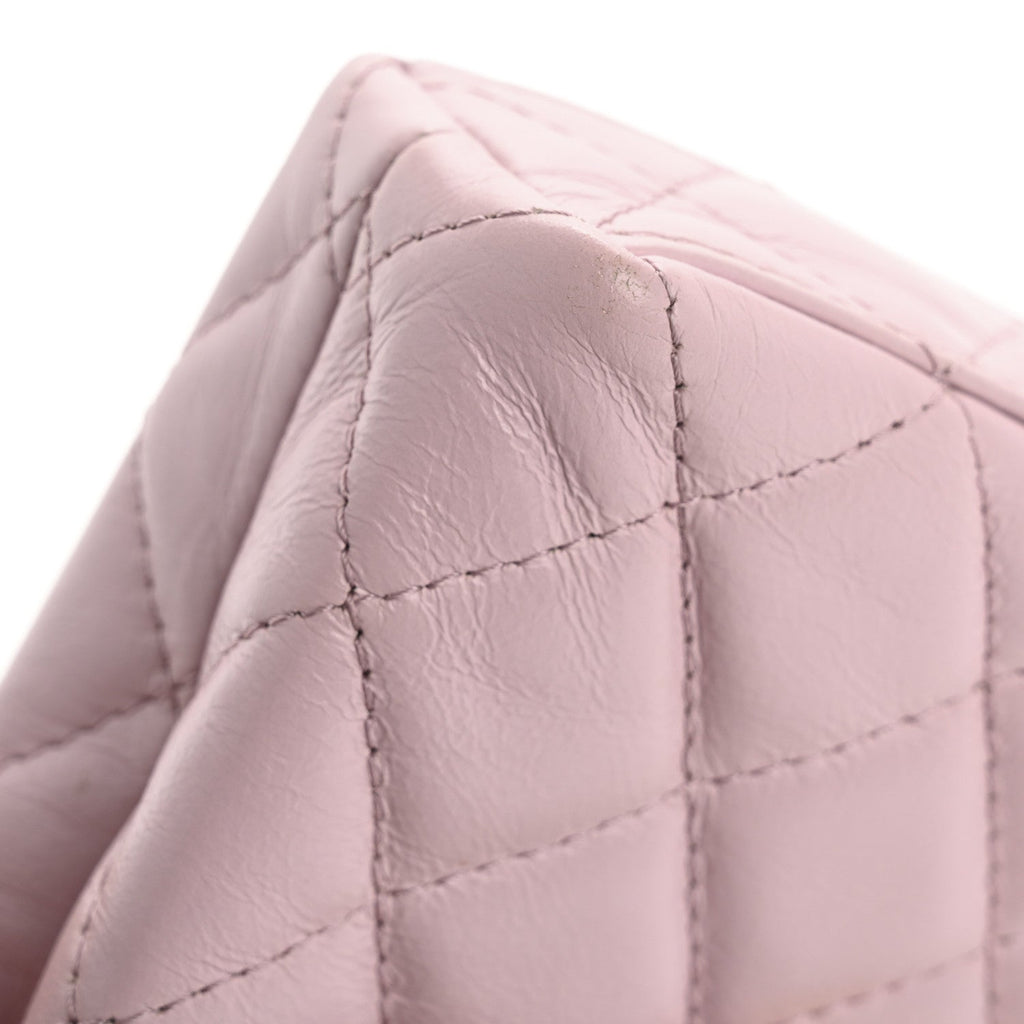 Shiny Aged Calfskin Quilted Mini Nano Kelly Shopper Light Pink