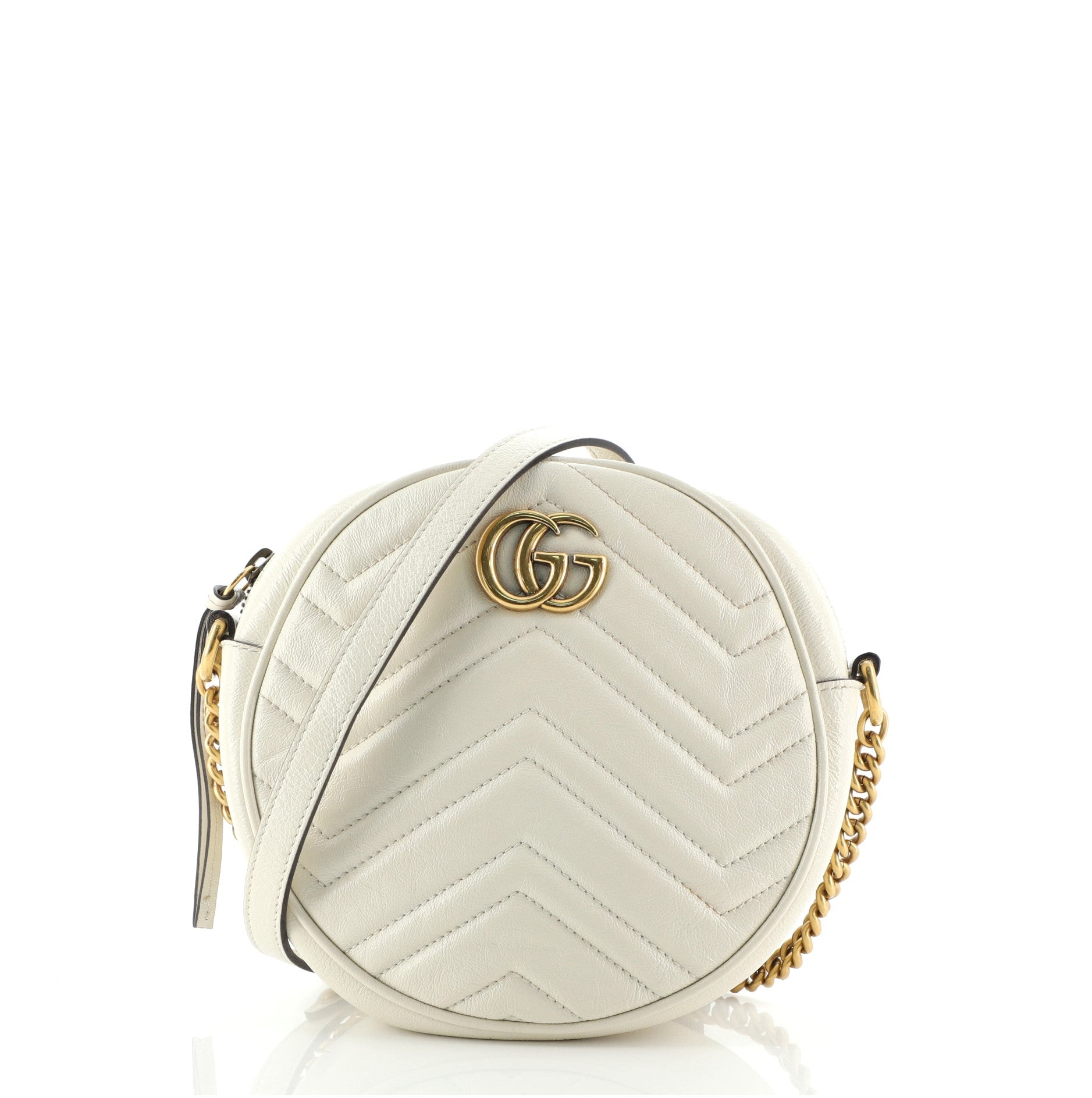 GG Marmont Round Shoulder Bag Matelasse Leather Mini