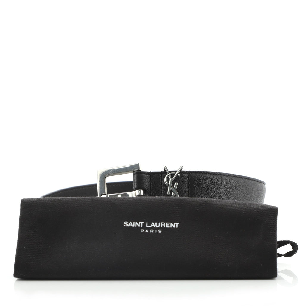 Monogram Square Buckle Belt Leather Thin 80